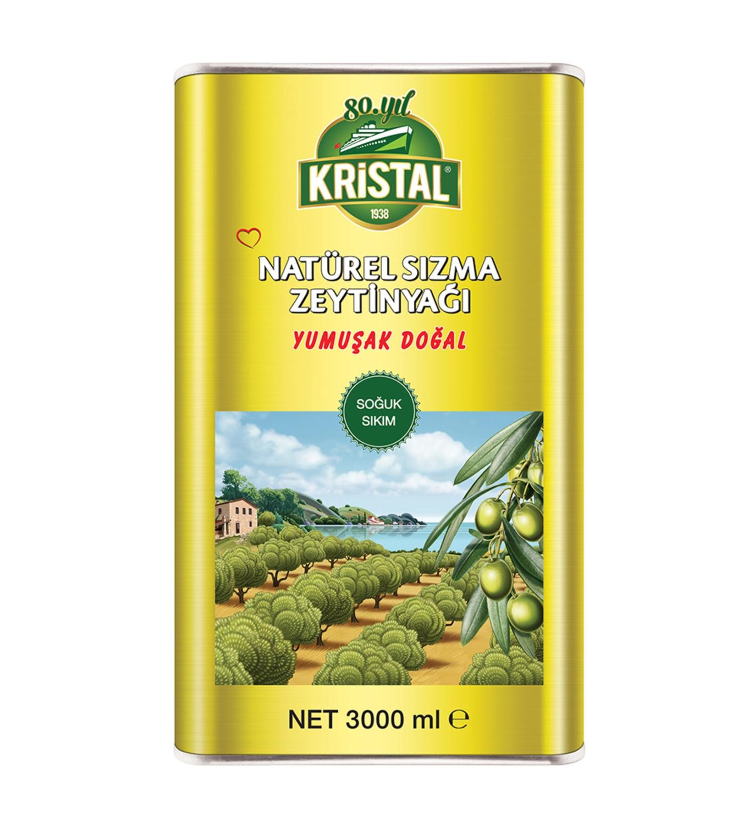 Crystal Natural Extra Virgin Olive Oil Soft Natural 3 L Tin