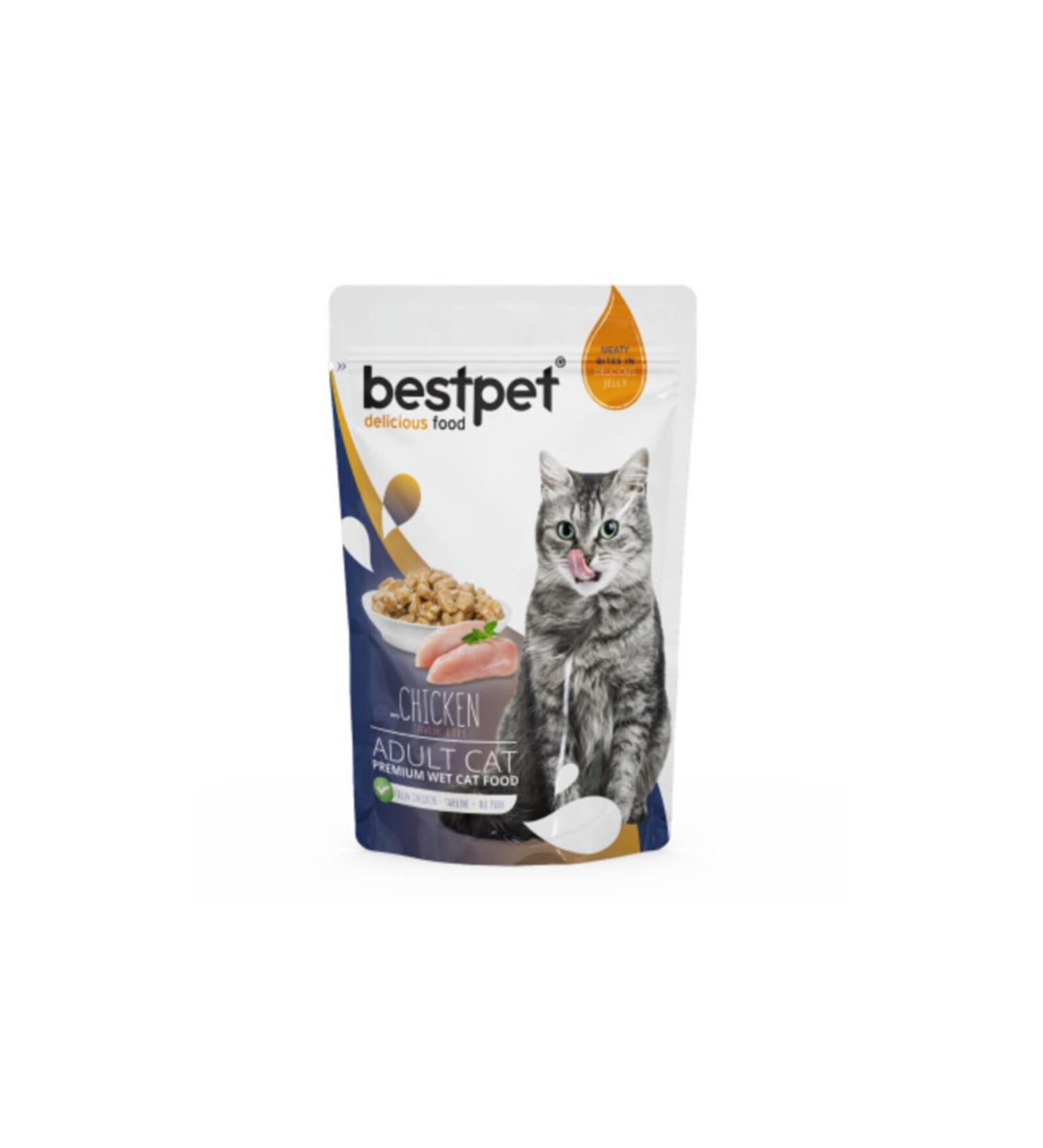 Bestpet Adult Jelly Pouch Chicken Cat Wet Food 85 gr X 24 Pieces