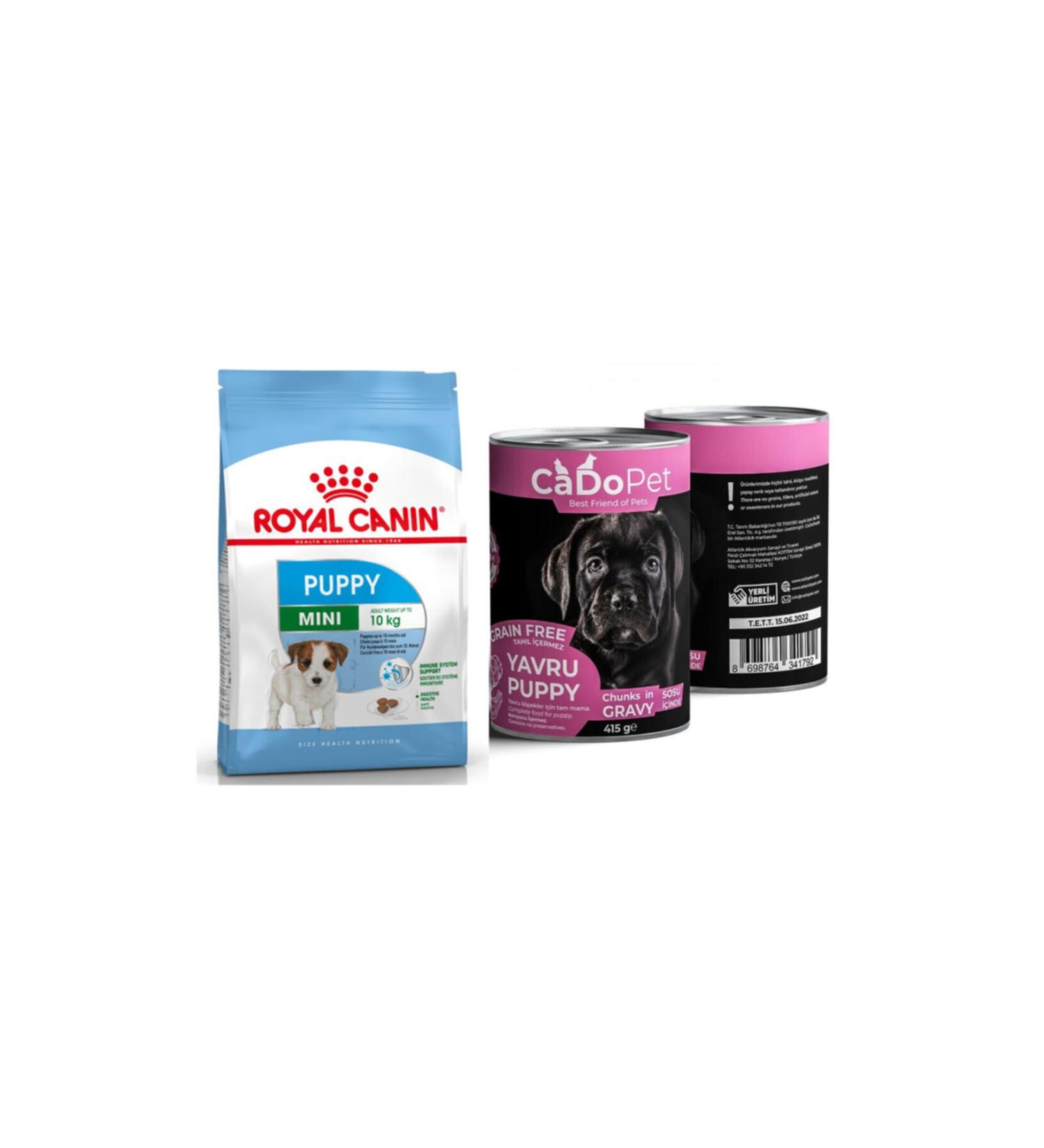 Royal Canin Mini Puppy Dog Food 4 kg + 2 Pieces Cadopet Puppy Canned Food 415 gr
