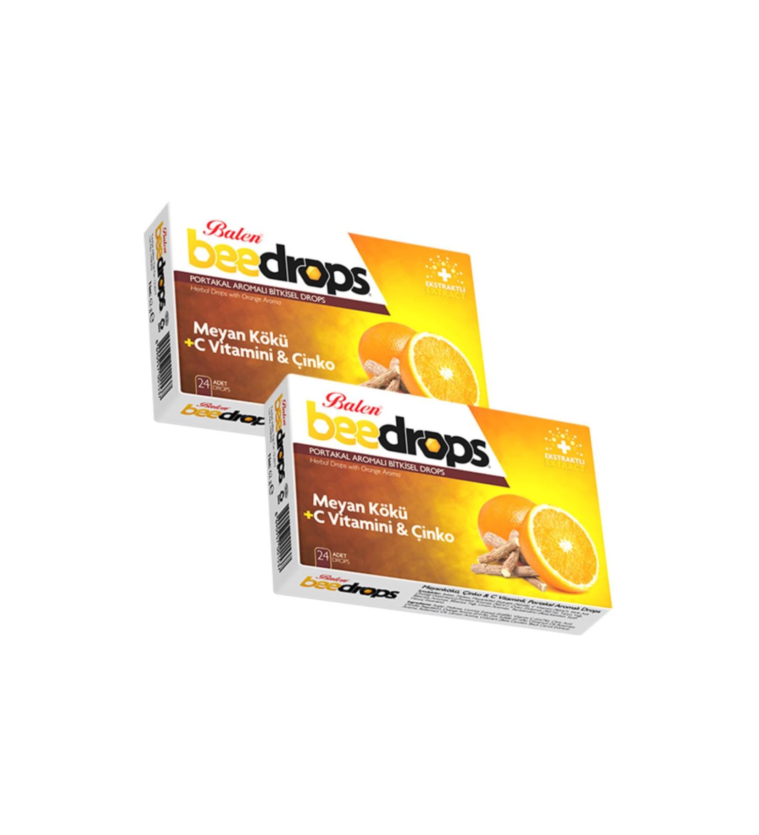 Balen Beedrops Licorice - Zinc - Vitamin C. Orange Flavored 24 Drops X 2 Pieces
