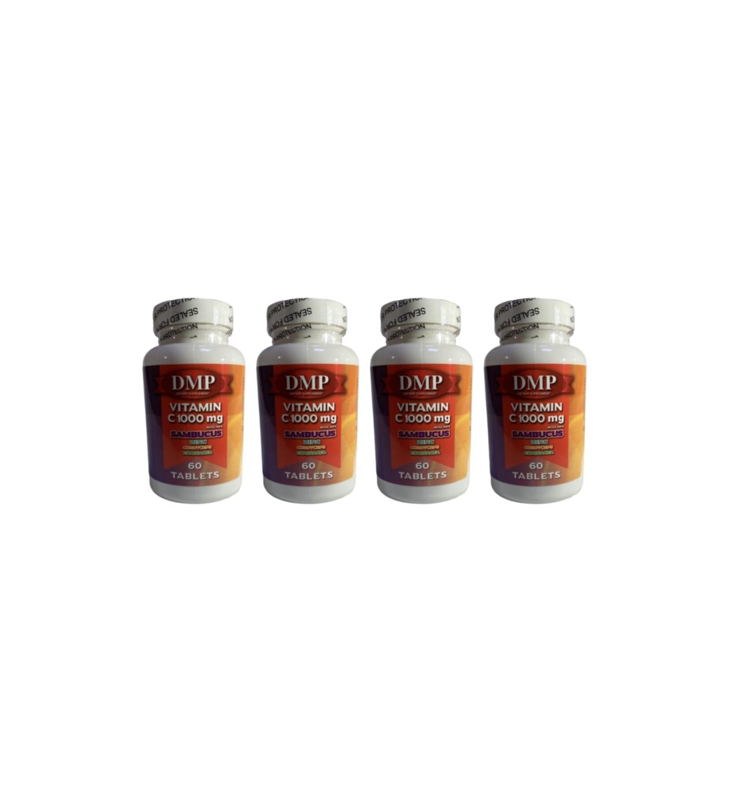 DMP Vitamin C 1000 Mg Zinc Black Elderberry Cordyceps Echinacea 60 Tablets Vitamin C 4 Pieces