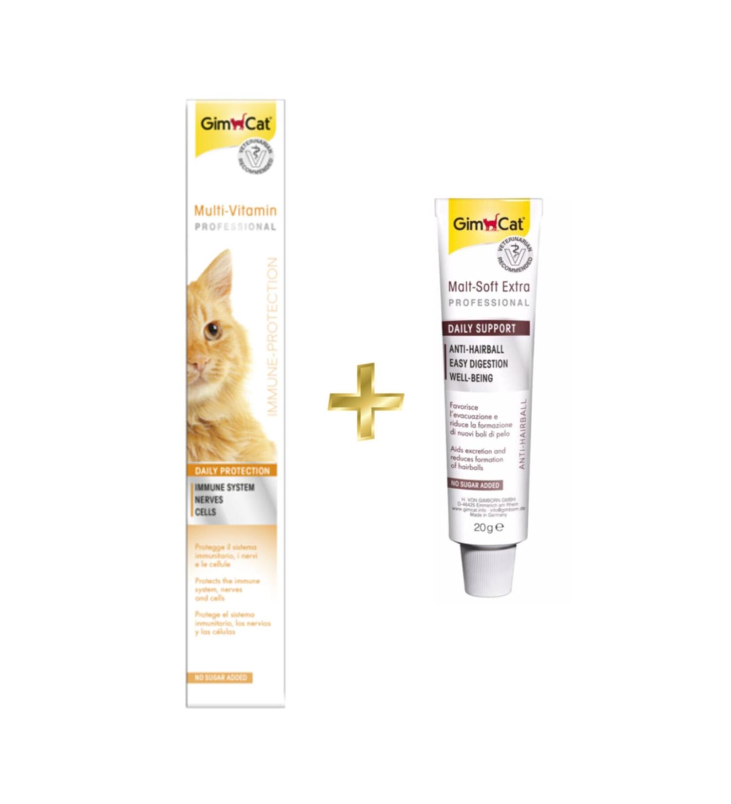 Gimcat Multivitamin Paste Cat Vitamin Paste 100gr + Anti-hairball Malt Paste 20gr