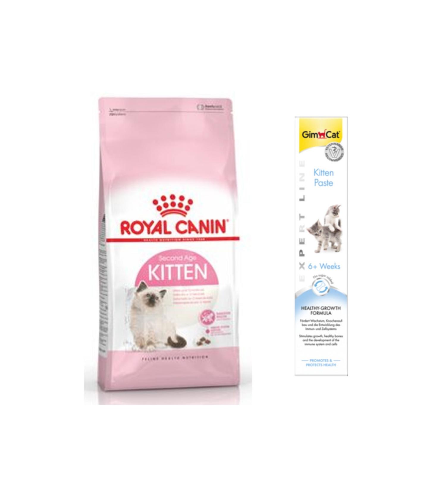 Royal Canin Kitten Dry Cat Food 2kg + Gimcat Kitten Paste 50gr