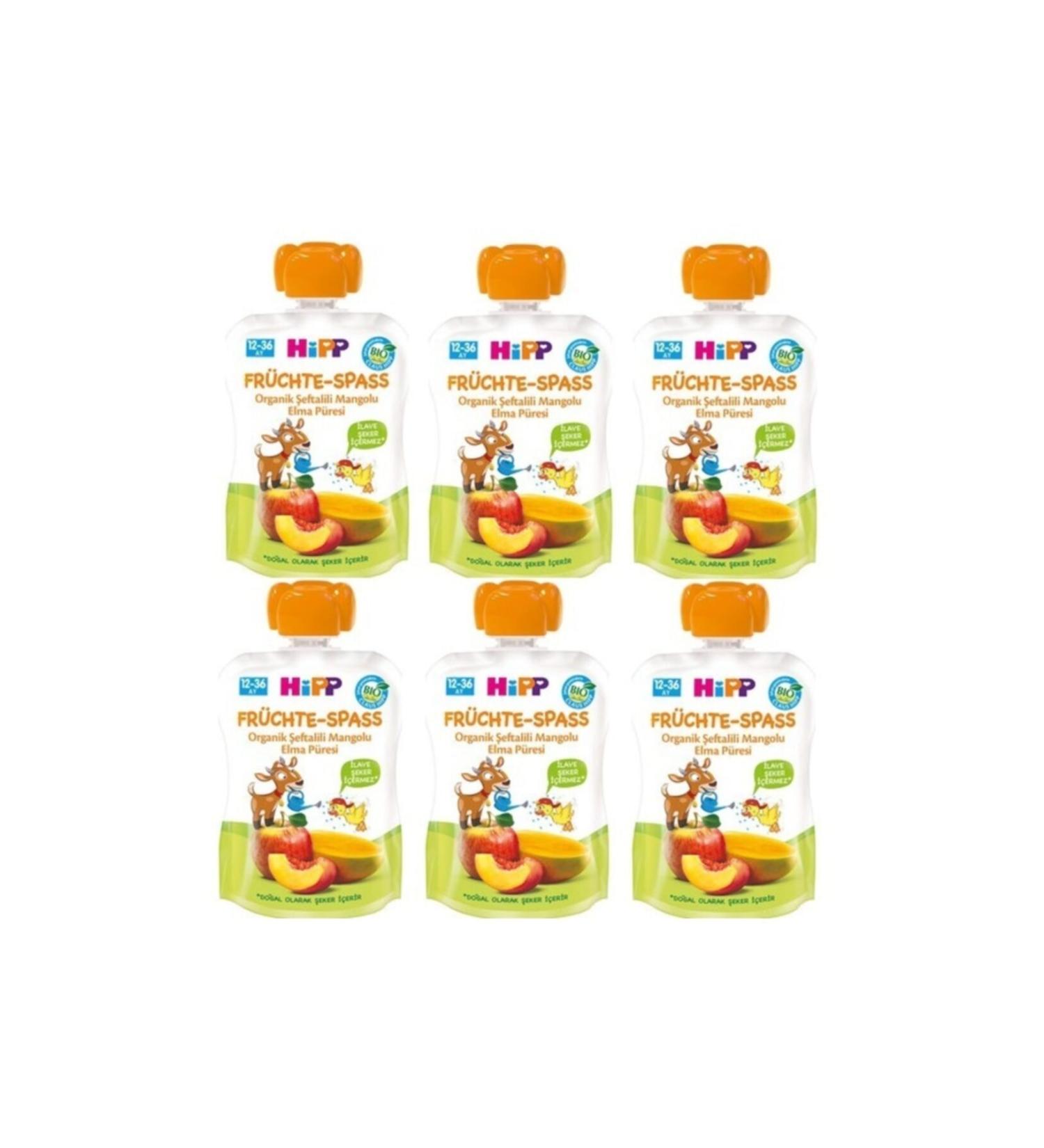 Hipp Organic Peach Mango Apple Puree 90 gr X 6 Pieces