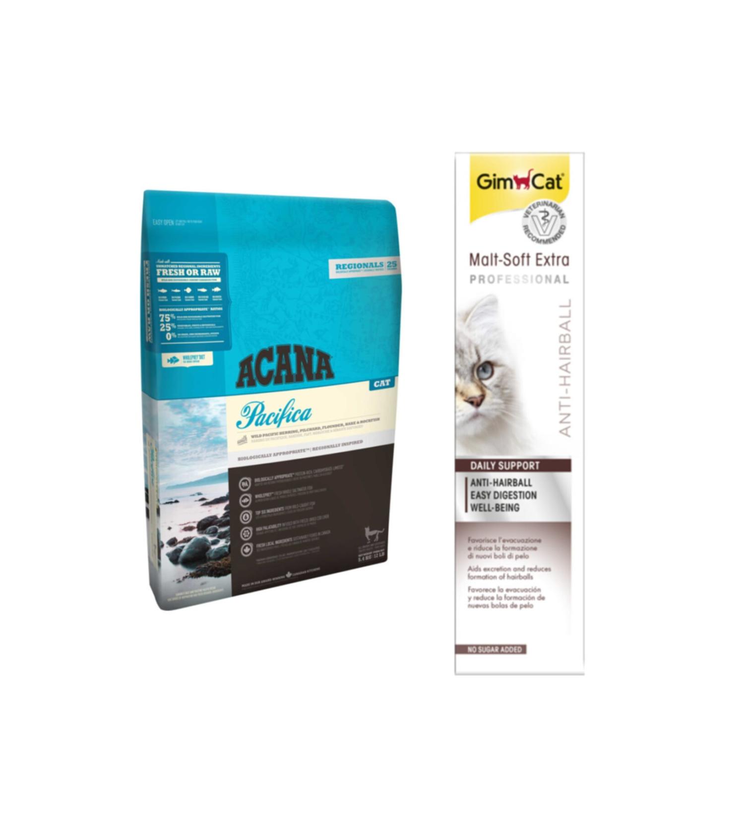 Acana Pacifica Cat Food 1.8 Kg + Gimcat Anti-hairball Malt Paste Cat Paste 100gr