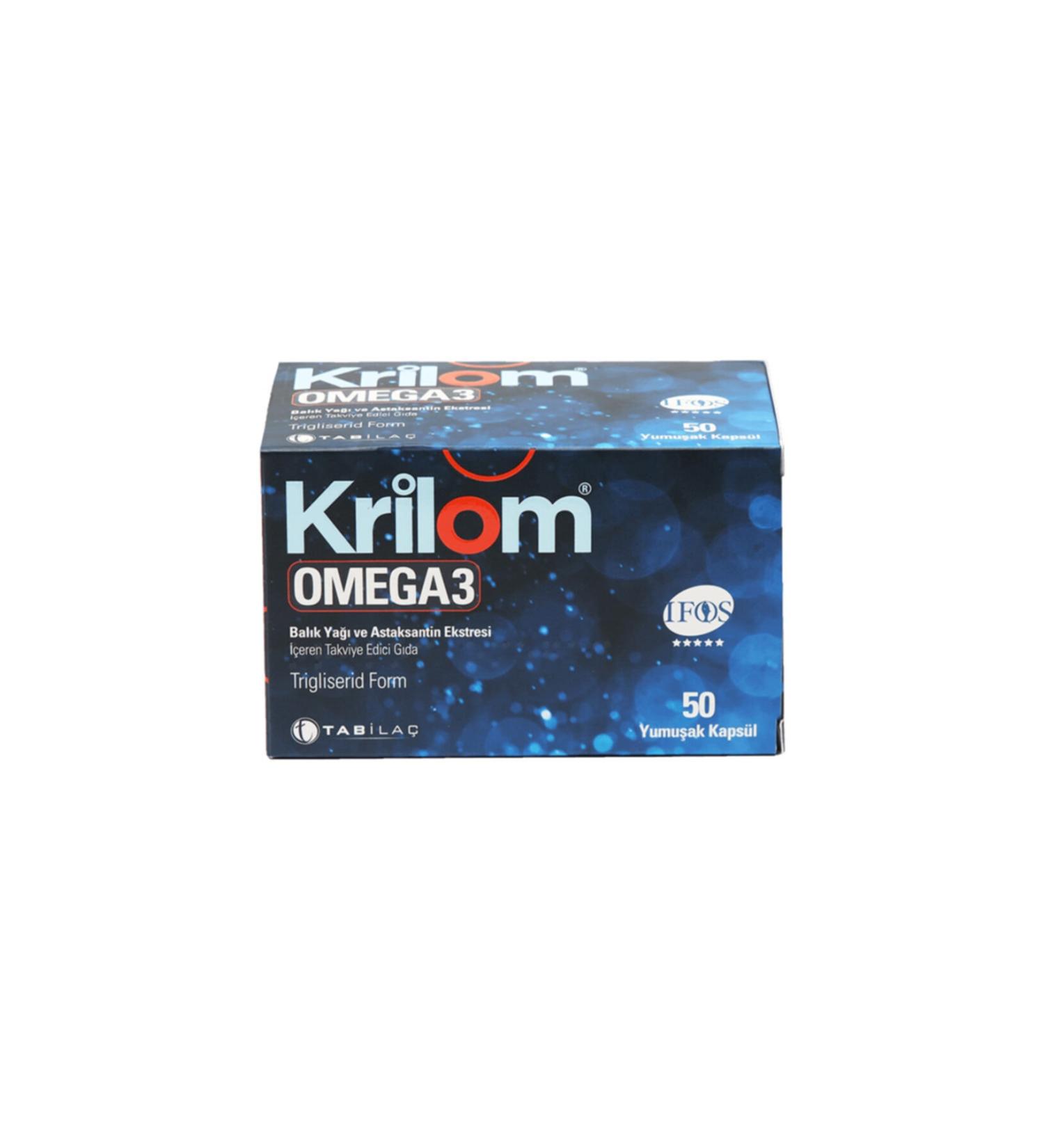 Krilom Omega 3 Fish Oil and Axanthin Supplementary Food Capsule 50 Softgels