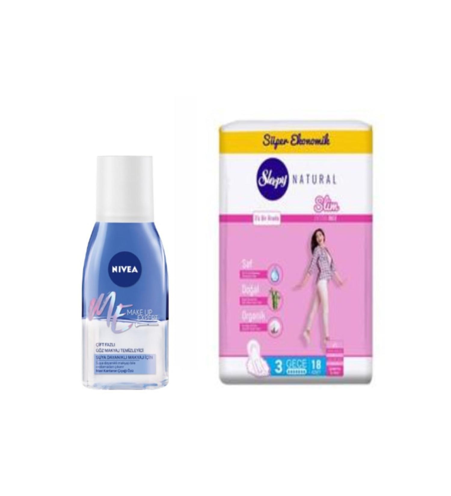 NIVEA Make Up Expert Dual Phase Eye Make Up Remover 125 Ml+sleepy Natural Soft Extra Fine Night(18)