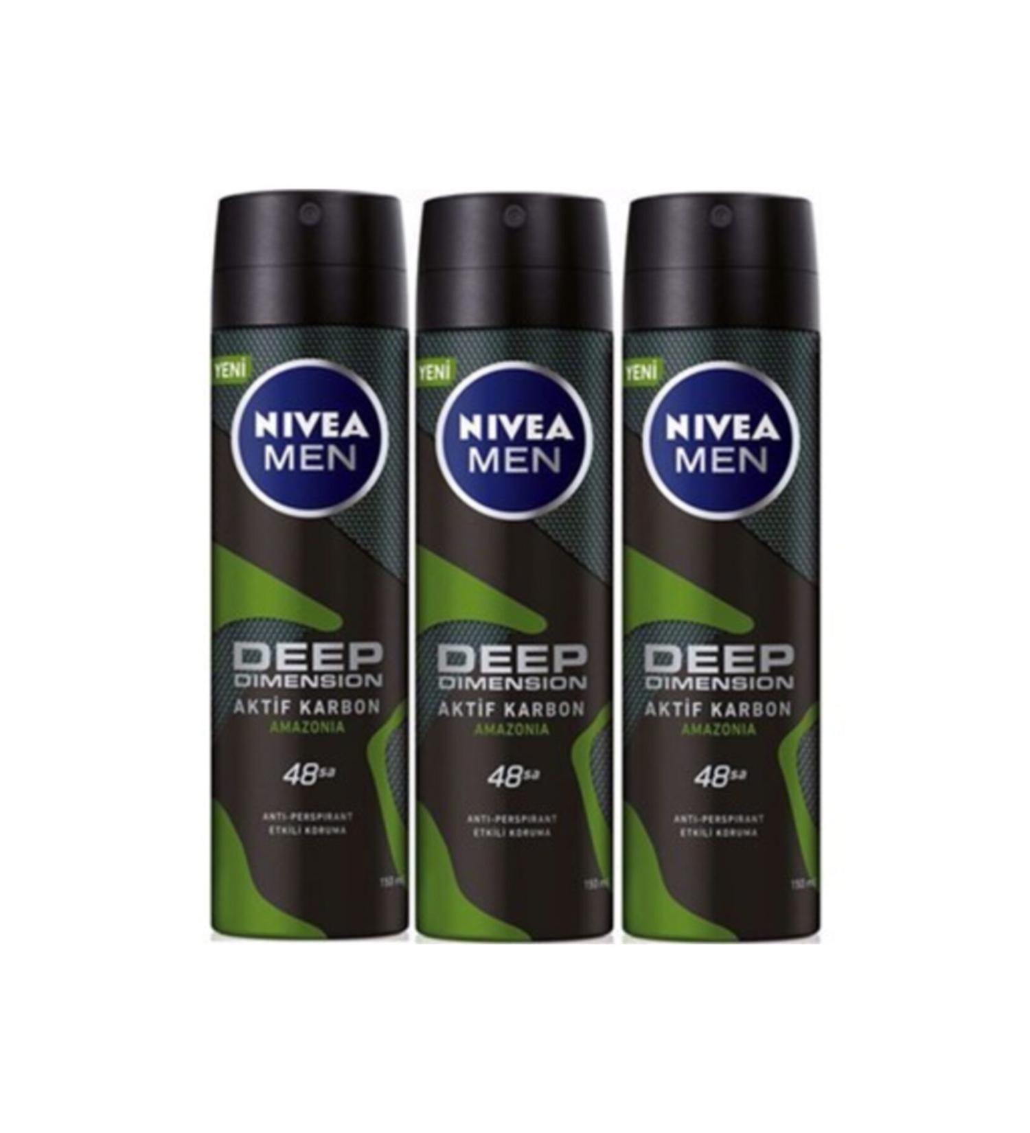 NIVEA Men Deep Active Carbon Detergent 150 Ml X 3 Pieces