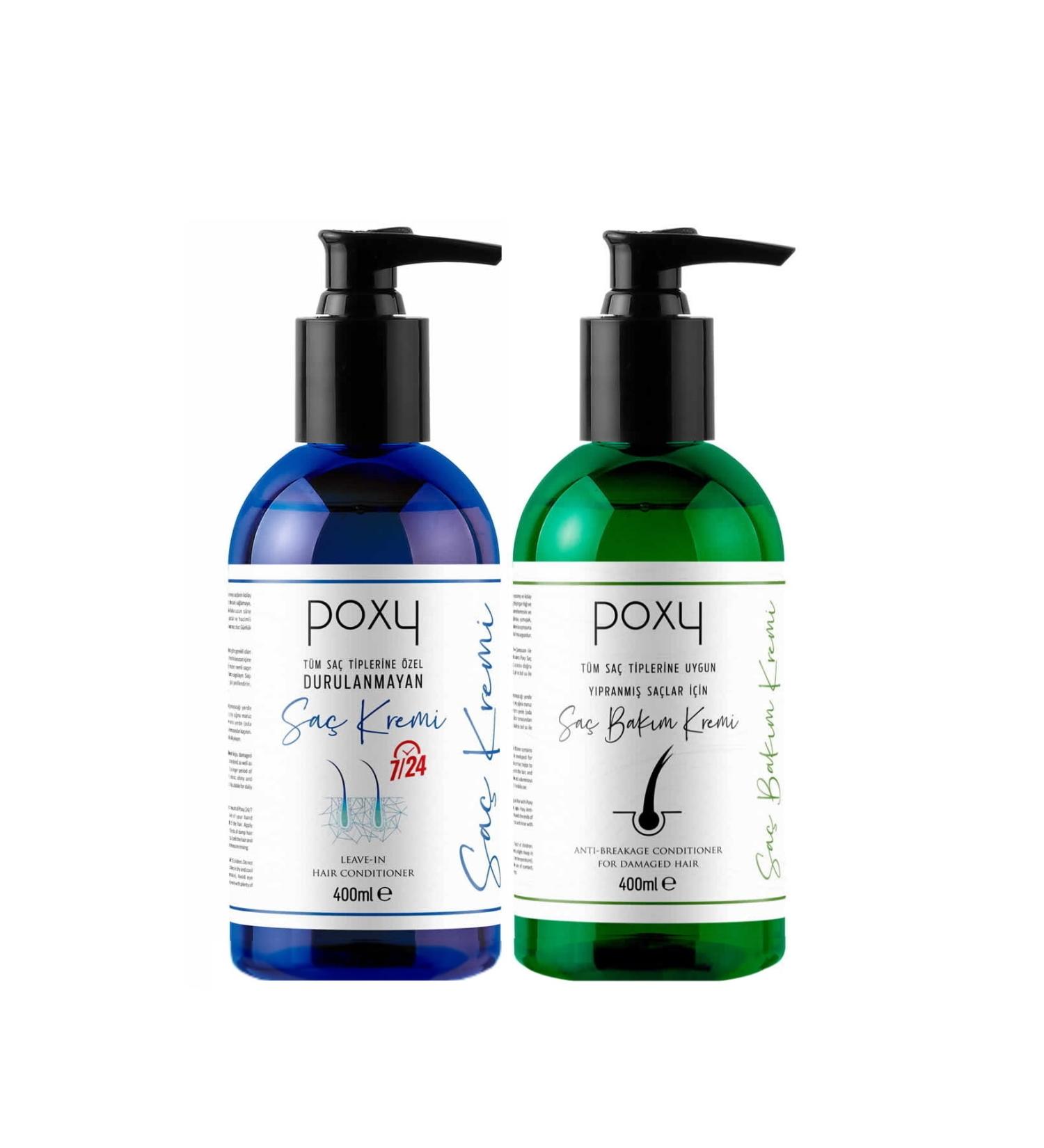 Poxy Hair Care Cream for All Hair Types 400 Ml & Leave-In Conditioner 400 Ml