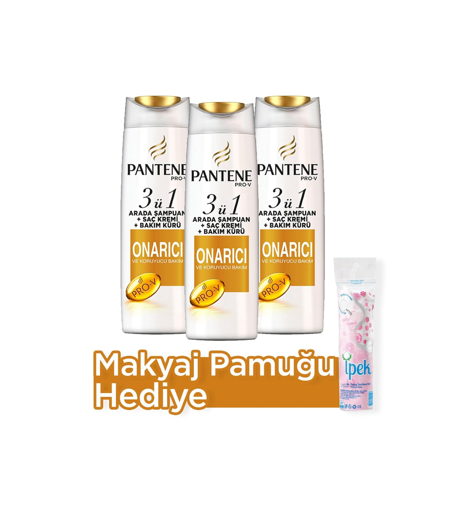 Pantene 3 in 1 Shampoo Cream Care Treatment Repair Protector 470 ml X 3 Make-up Cotton - Buy Online on GoSupps.com