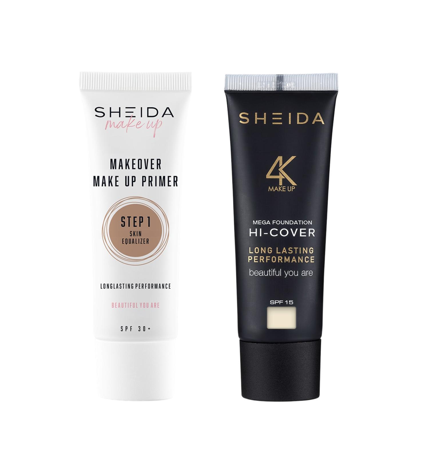 Sheida Make Up Primer Spf 30 Cream Foundation (10) Duo Set - Makeup Base and Cream Foundation