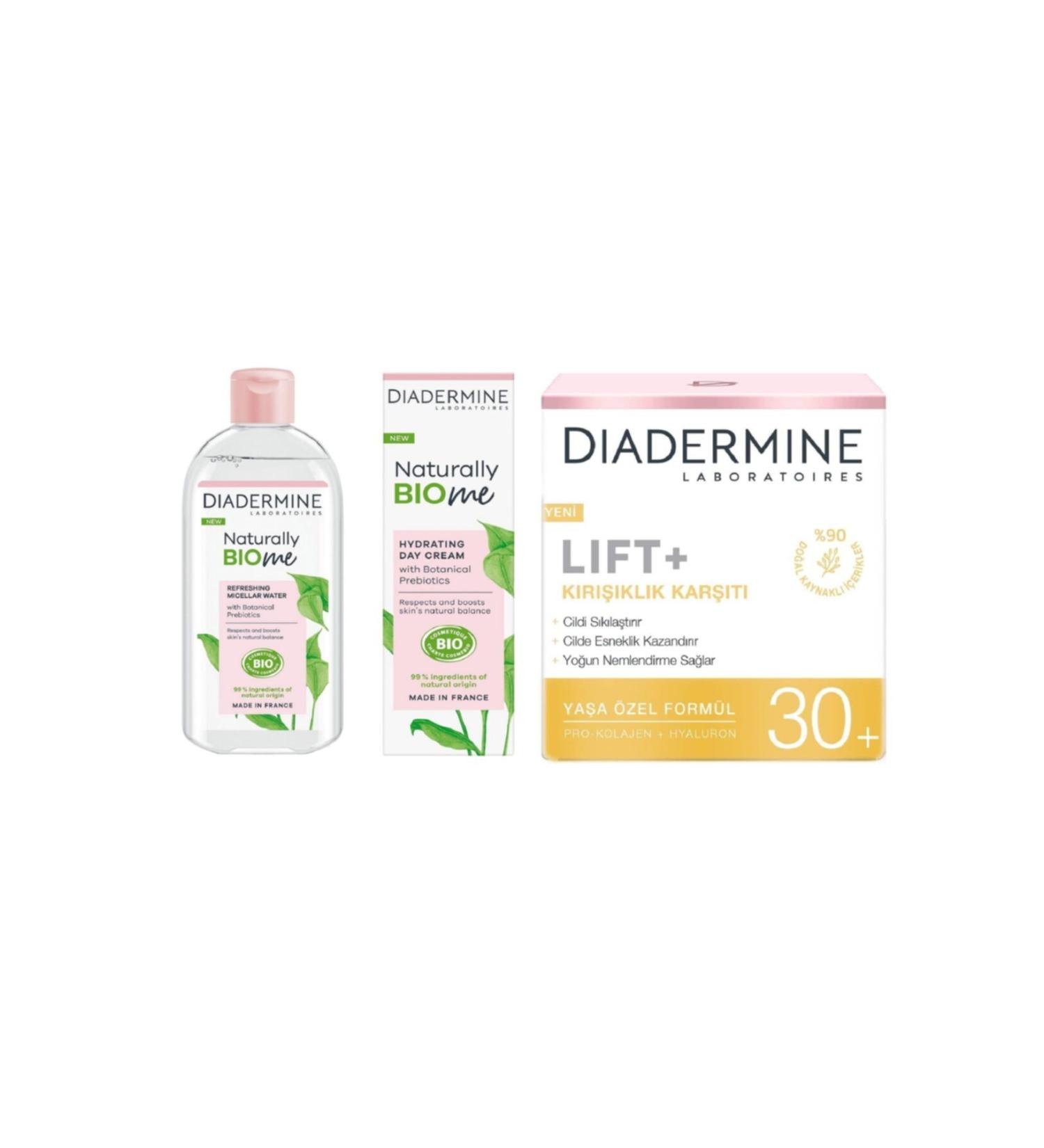 Diadermine (+30) Anti-Wrinkle Moisturizing Care Cream 50 ml and Make-up Remover Water 400 ml