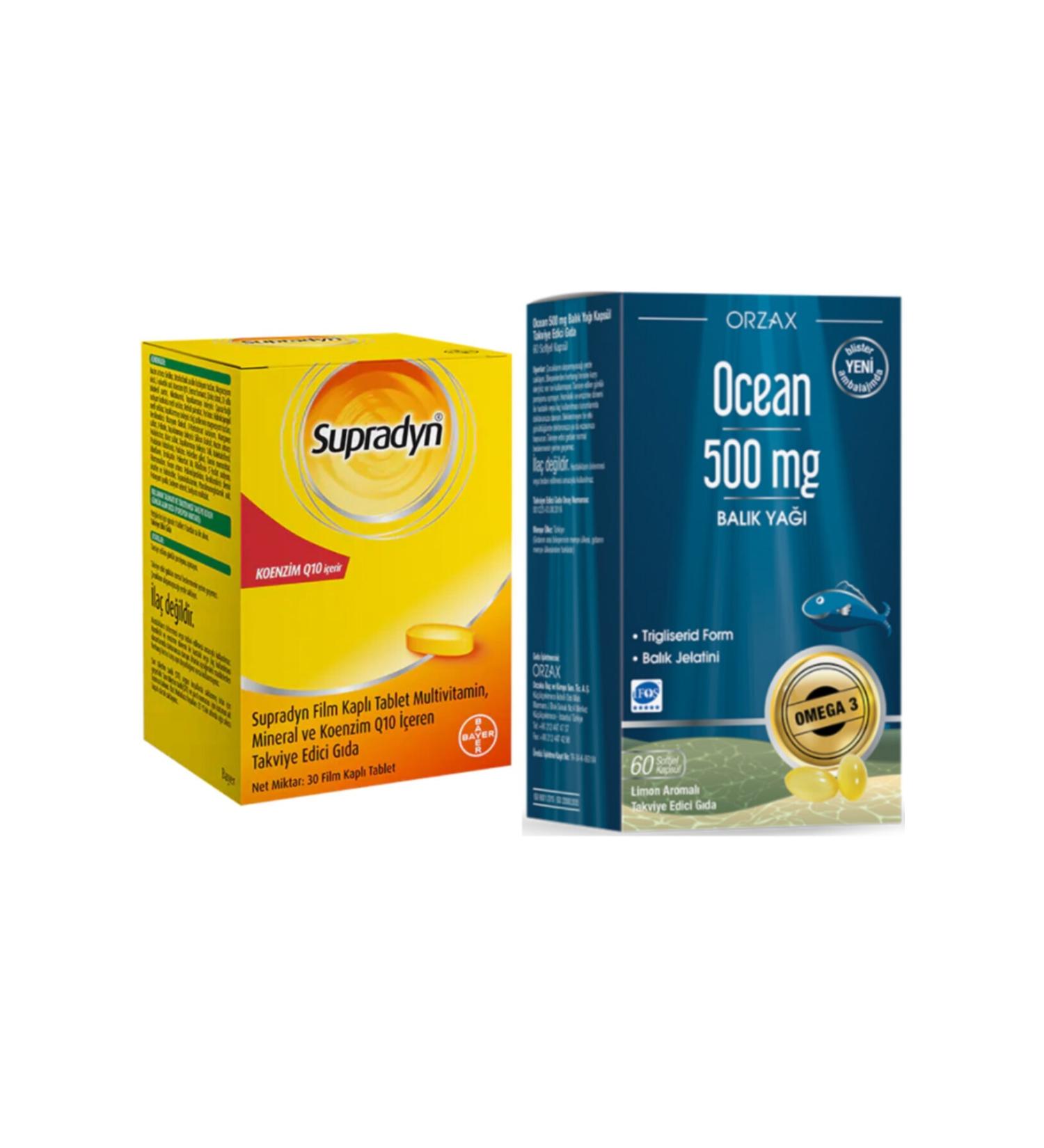 Supradyn Supradyn Coenzyme Q10 30 Tablets + Ocean Omega-3 Fish Oil 500 Mg 60 Capsules
