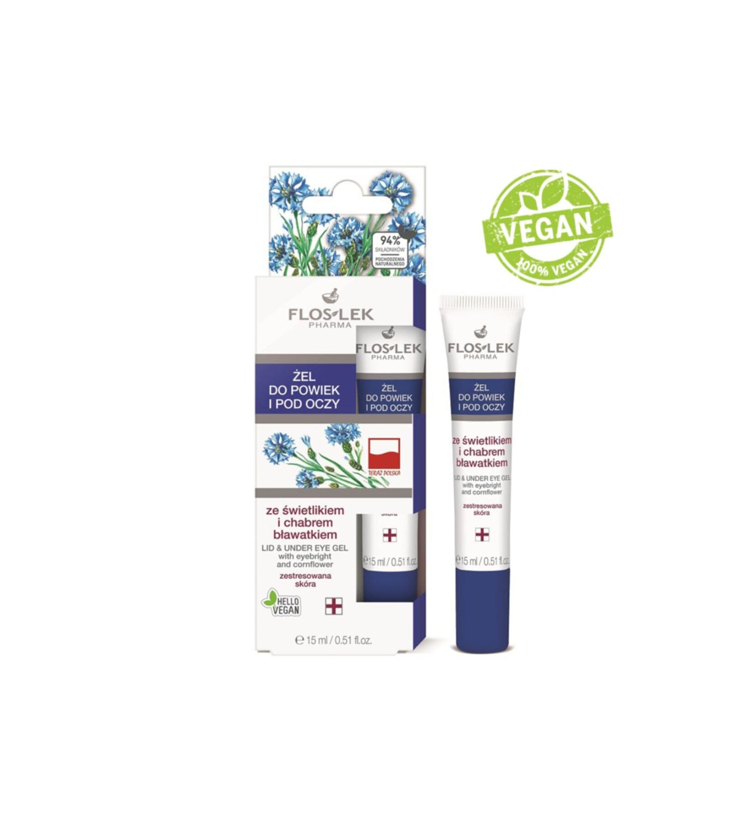 Floslek Brightening Care Gel for Eyes with Cornflower for Those Working in Artificial Light 15 ml