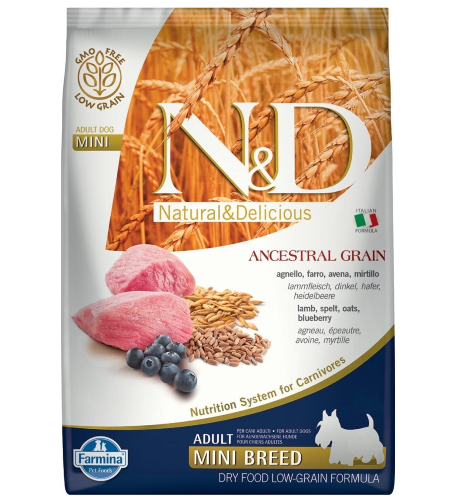 N & D Adult Mini Lamb + Blueberry Low Grain Small Breed Adult Dog Food 7kg
