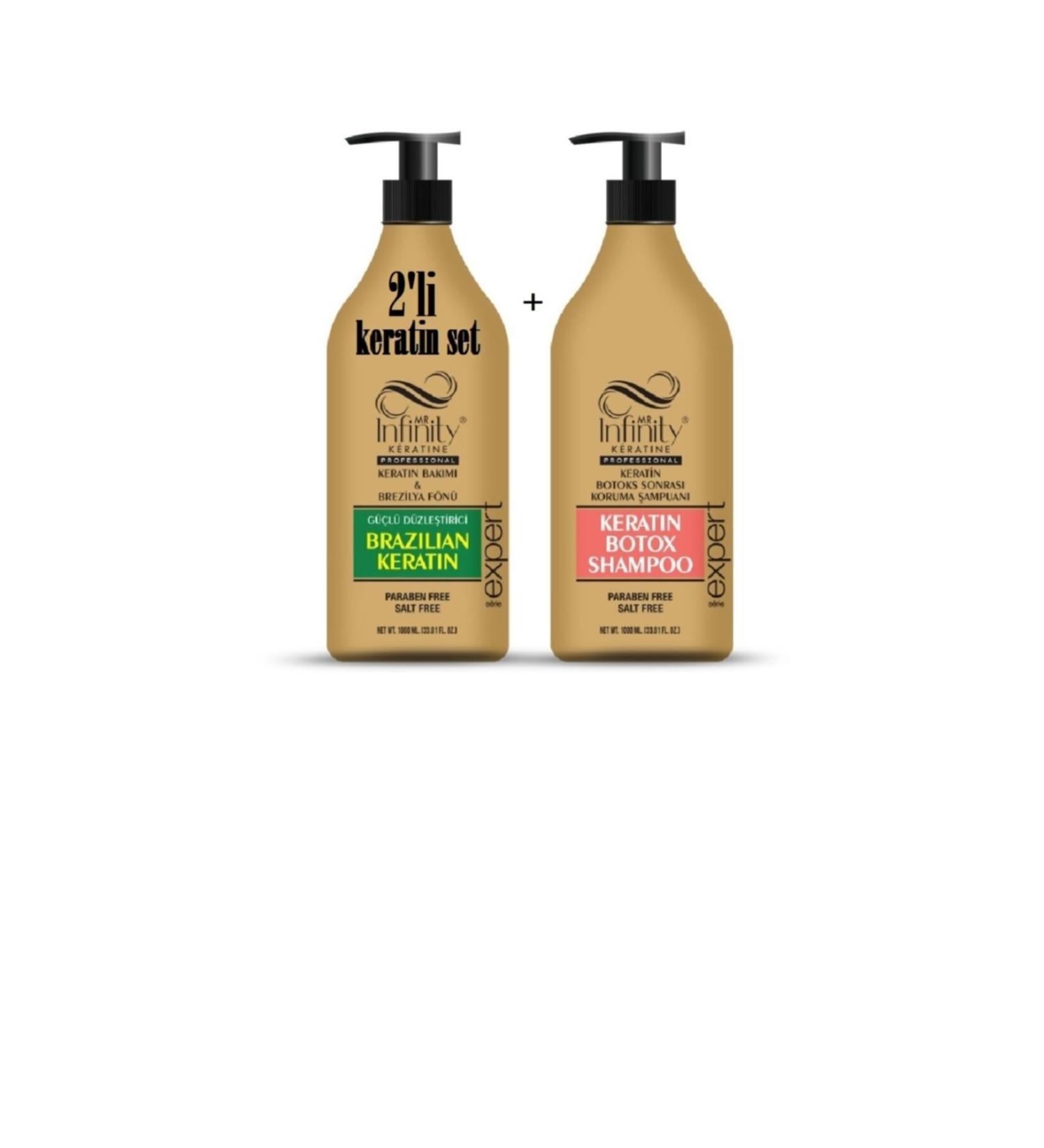 mr infinity Infinity Hair Straightener Keratin Care 1000 ml + Keratin Botox Shampoo Salt-Free 1000 ml