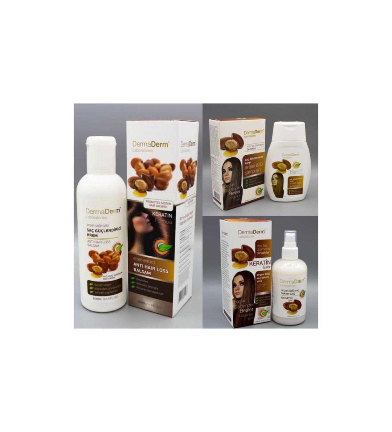 DermaDerm 3-Piece Hair Care Set (Shampoo 300 Ml + Hair Care Milk 250 Ml + Cream 500 Ml)
