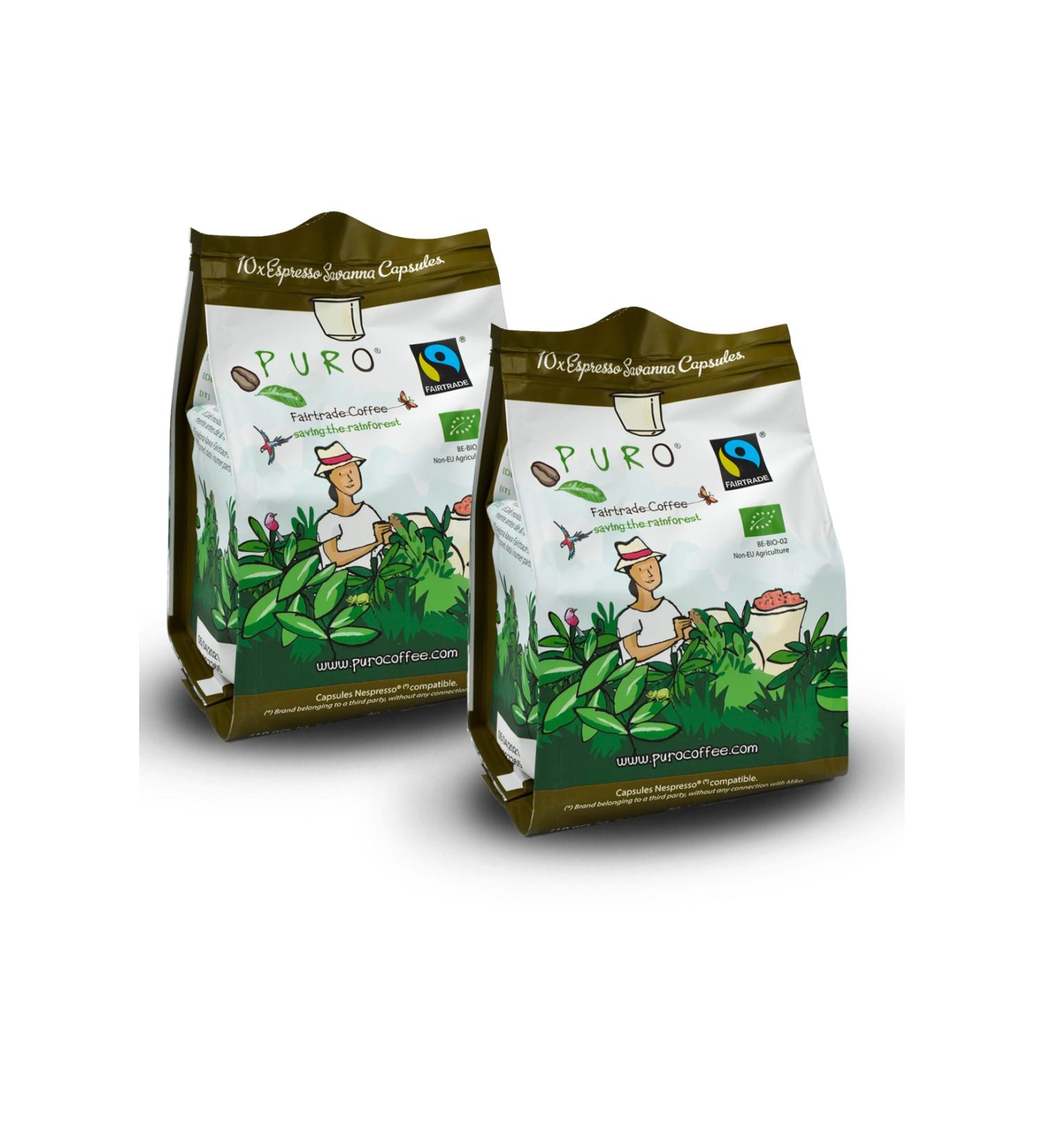 Puro Espresso Savanna Bio Organic Nespresso Capsule Coffee 20x5.2 Gr