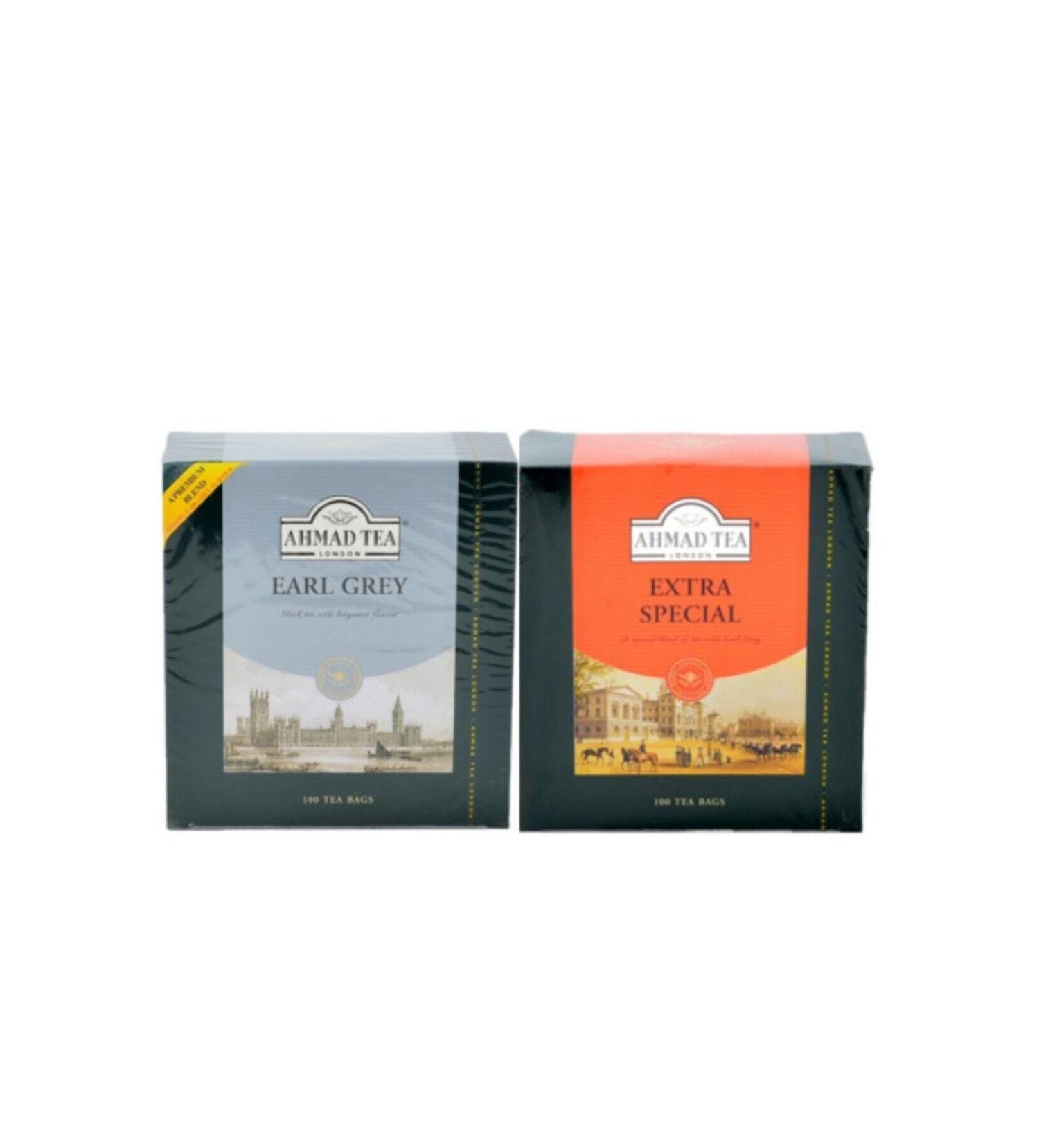 Ahmad Tea Extra Special 100 Pieces and Earl Grey 100 Pieces Glass Filter Bag Gourmet Set