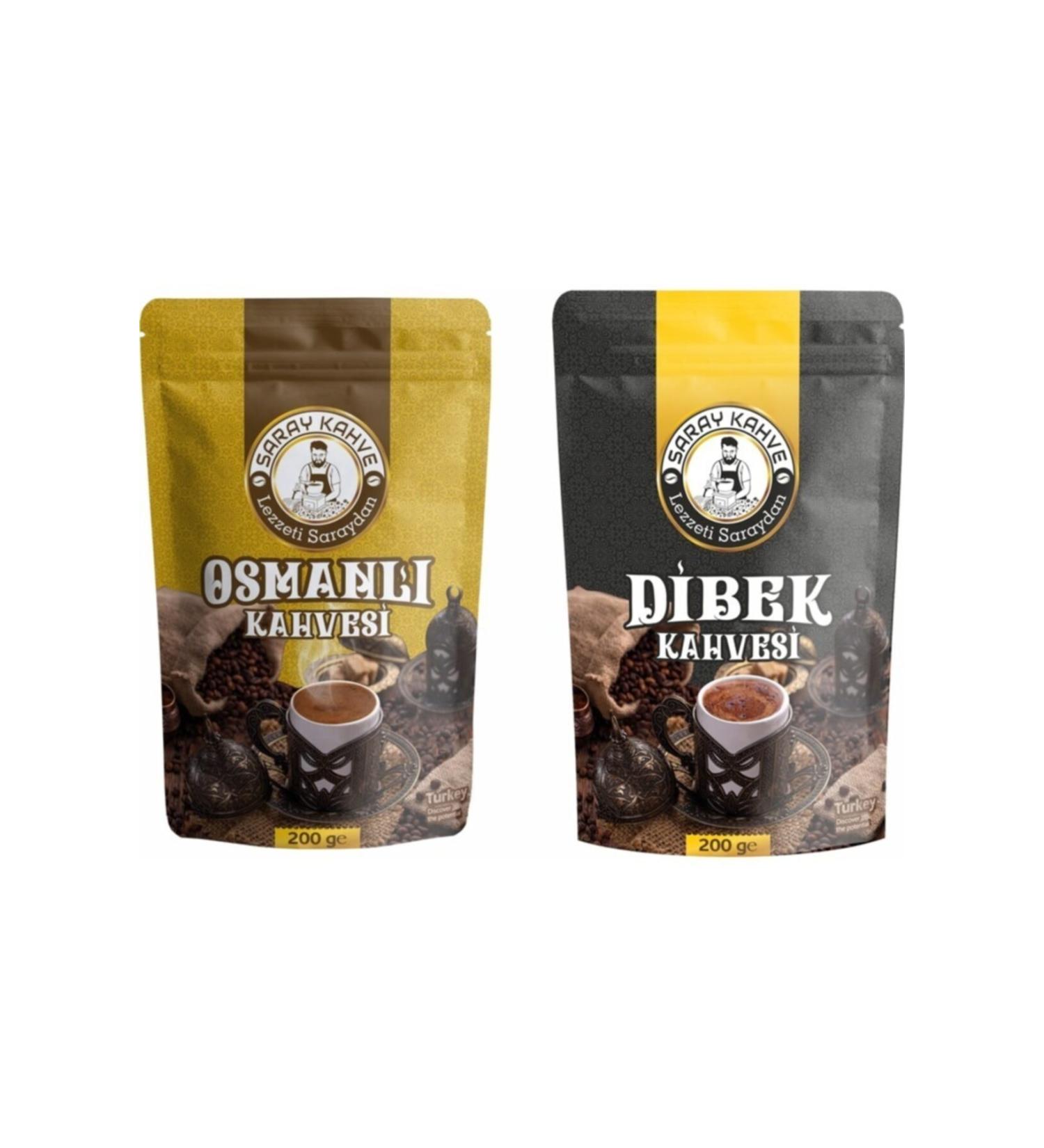 SARAY KAHVE 2 Pack Ottoman Coffee 200 gr Dibek Coffee 200 gr