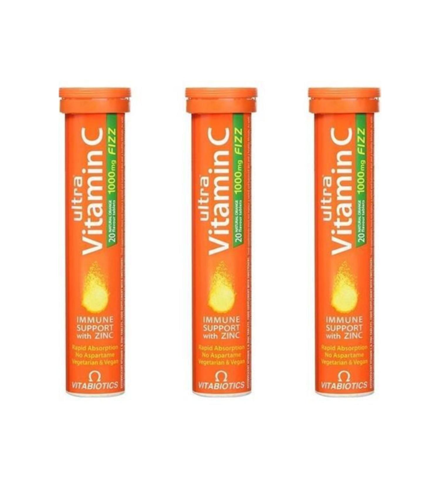 Vitabiotics Ultra Vitamin C 1000mg 20 Effervescent Tablets 3 Pieces