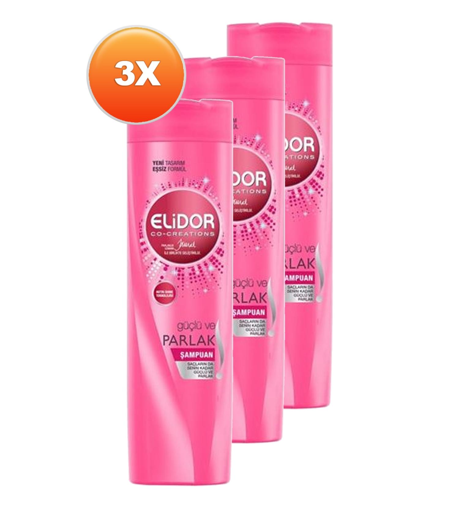 Elidor Strong and Shiny Shampoo UV Protection 350 Ml. Triple Pack