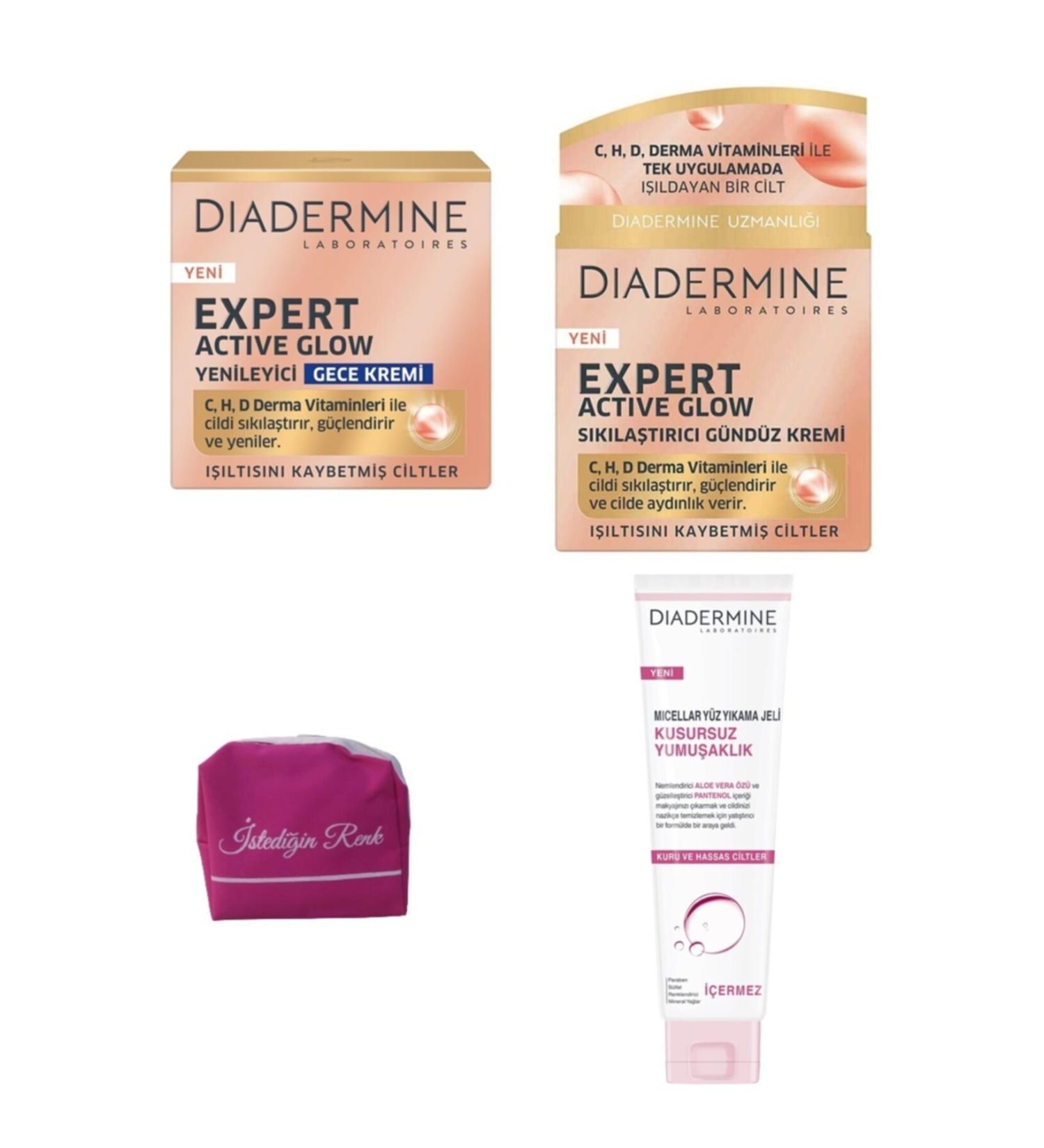 Diadermine Expert Active Glow Regenerating Night 50 Ml Day Dry and Sensitive Skin Gel 150 Ml Bag