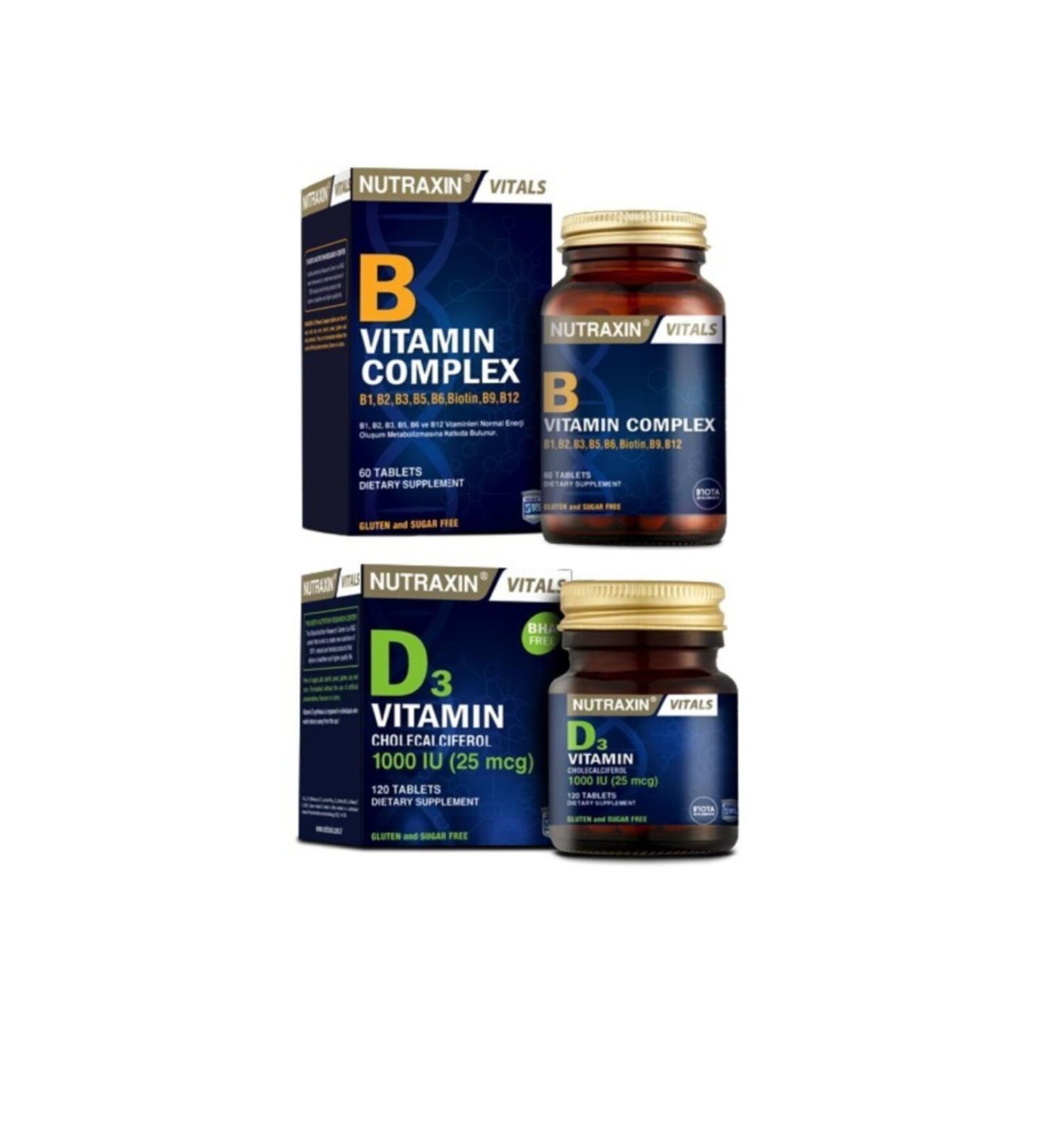 Nutraxin Vitamin D3 1000 Iu 120 Tablets + B Vitamin Complex 60 Tablets