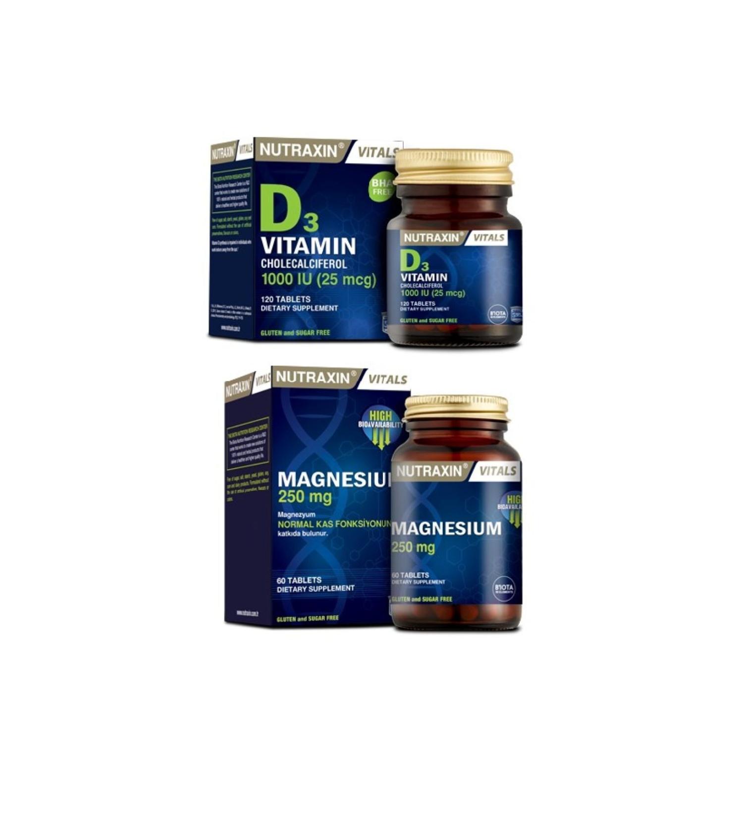 Nutraxin Adult Food Supplement Vitamin D3 120 Tablets + Vitamin B 60 Tablets