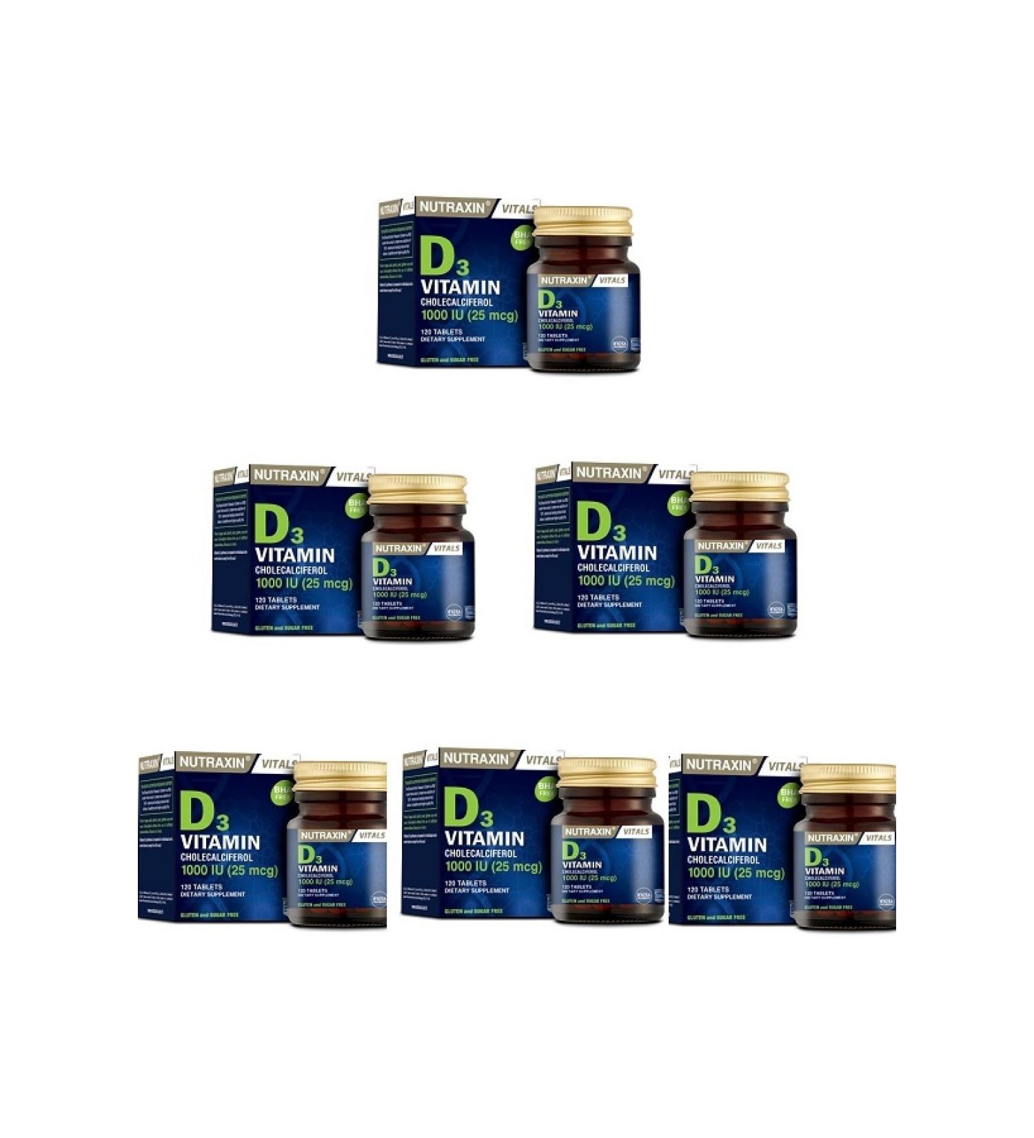 Nutraxin Bones Kouryan Vitamin D3 120 Tablets*6