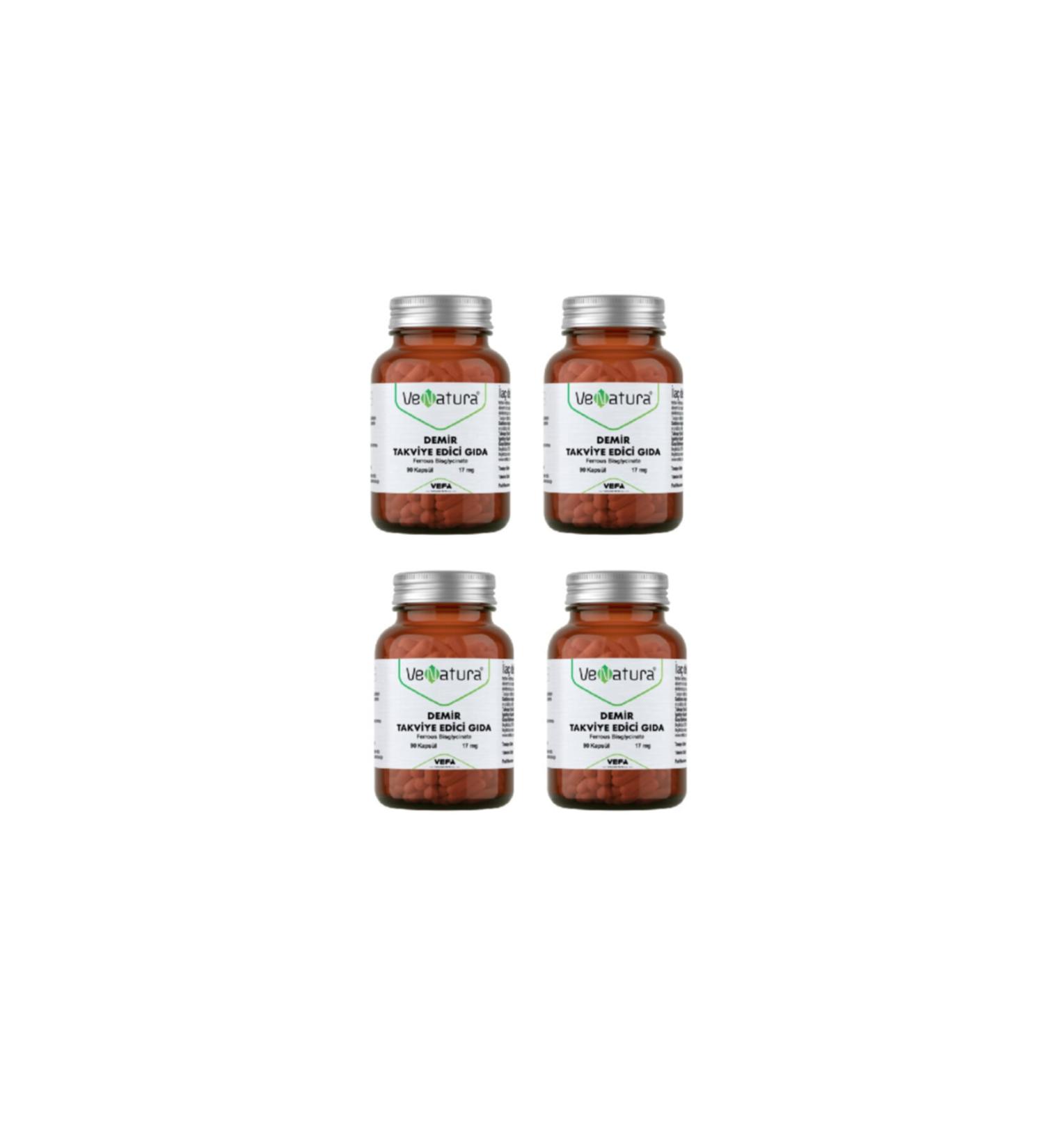 Venatura Iron (17mg) Food Supplement 90 Capsules X4 Pieces