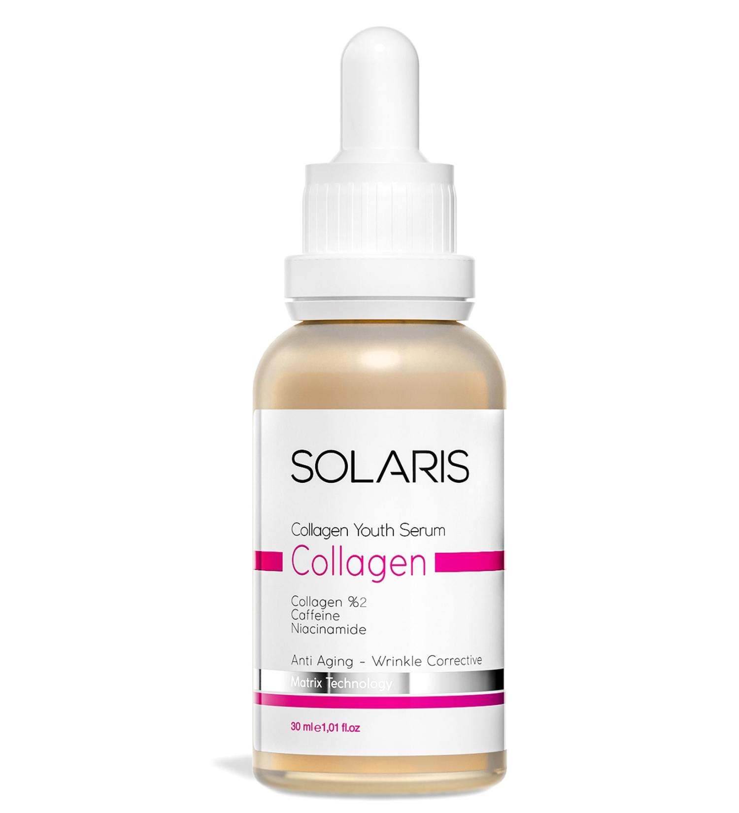 SOLARIS Revitalizing Collagen Serum Anti-Aging 30 ml (2% COLLAGEN 0.5% NIACINAMIDE AND CAFFEINE) - Buy Online on GoSupps.com