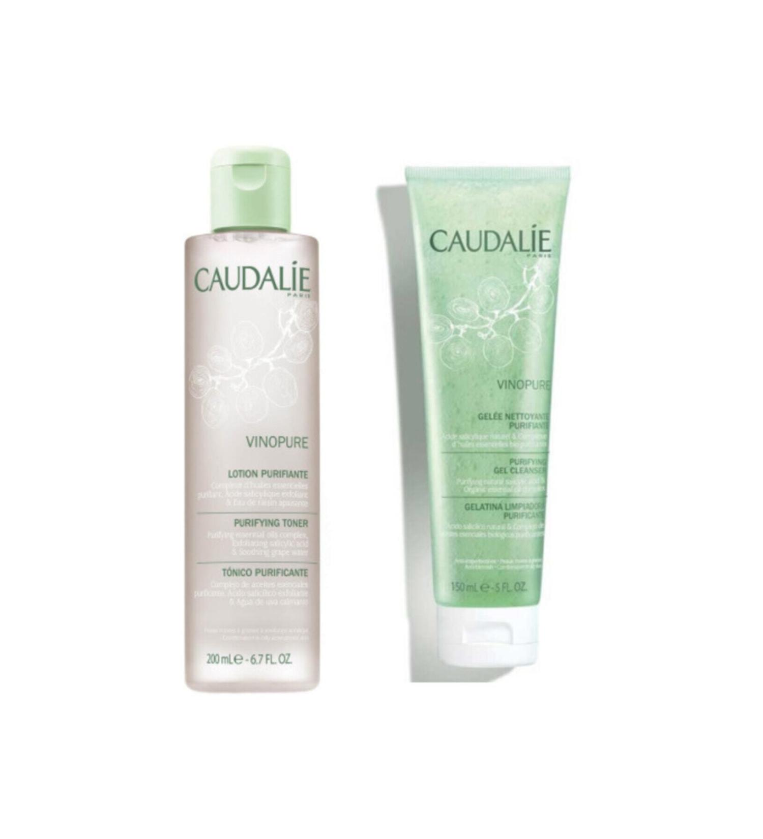Caudalie Vinopure Cleansing Toner 200 ml + Vinopure Purifying Cleansing Gel 150 ml