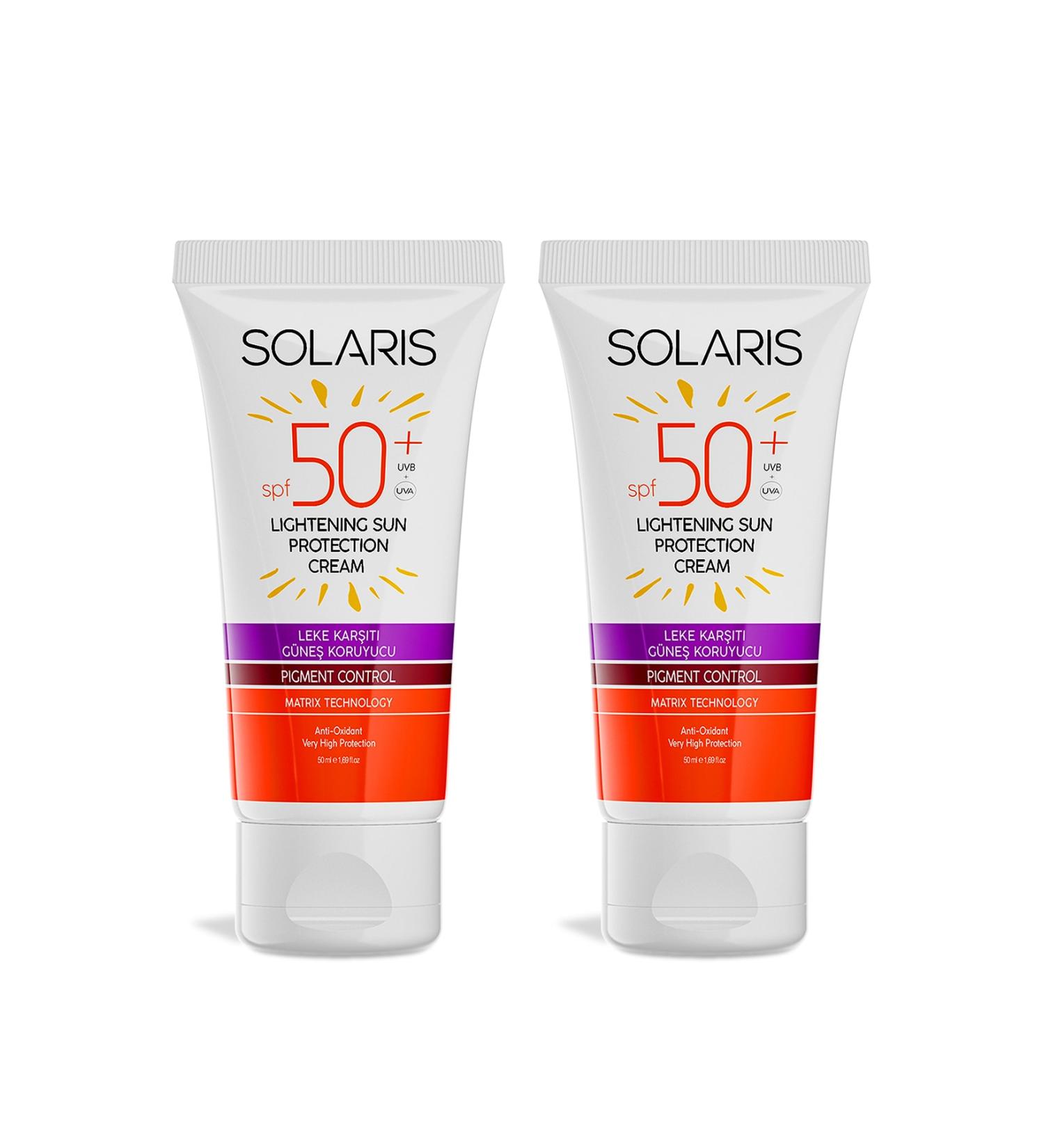 SOLARIS All Skin Types Spf 50 Sun Cream Set Anti-Stain Anti-Aging and Moisturizing X2 - Buy Online on GoSupps.com