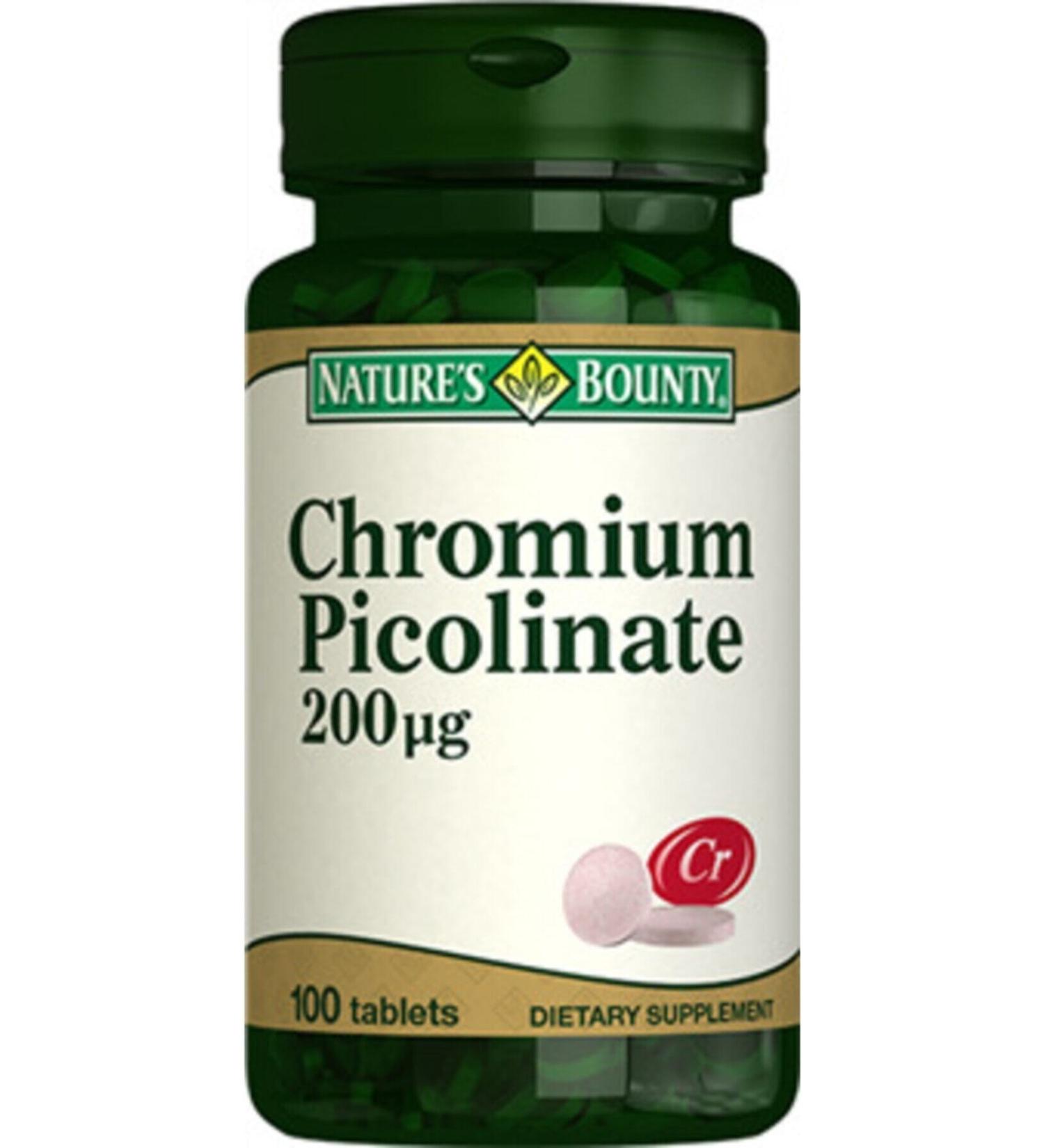 Natures Bounty Chromium Picolinate 200 mcg 100 Tablets