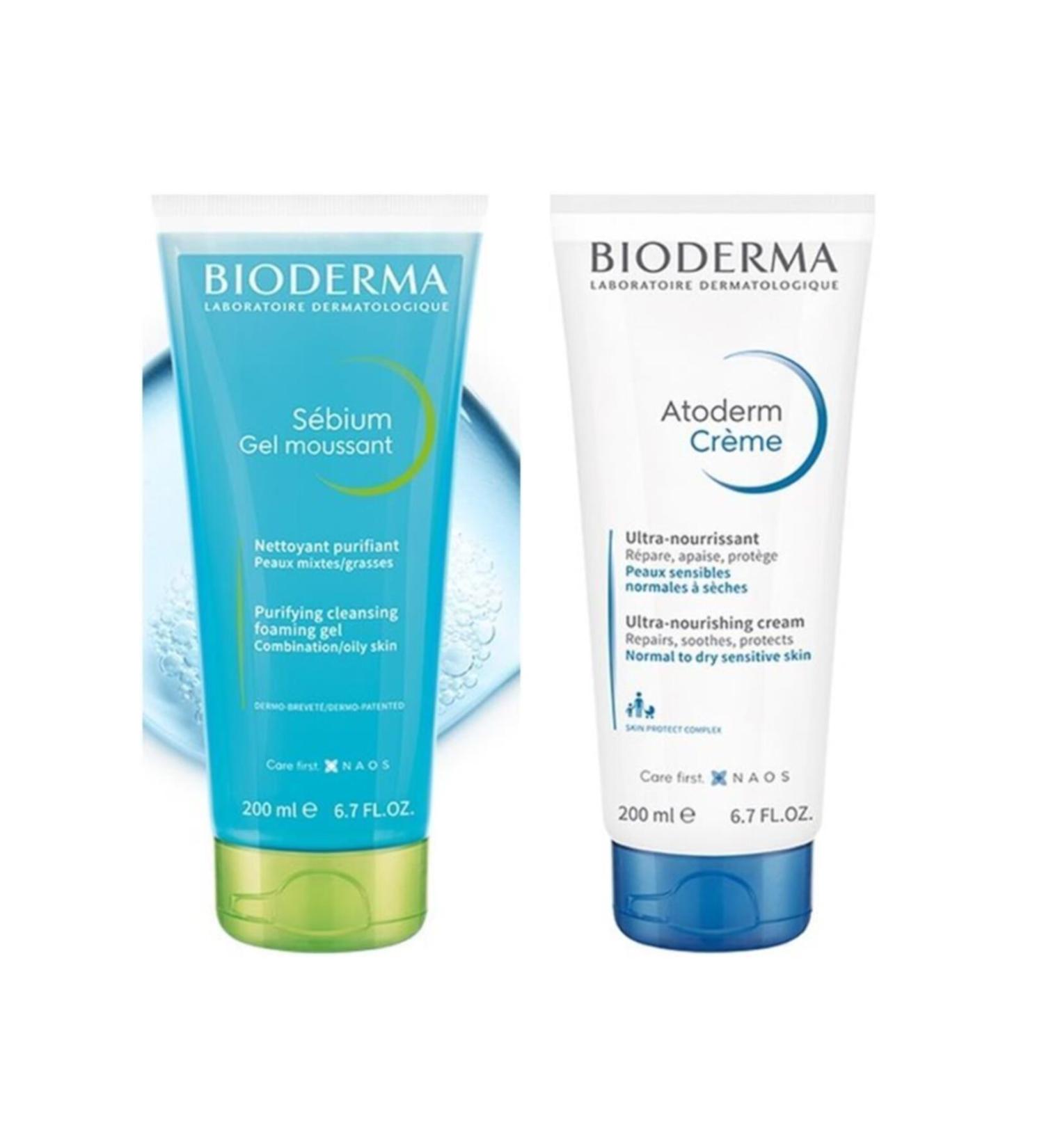 Bioderma Sebium Foaming Gel + Atoderm Cream - Buy Online on GoSupps.com