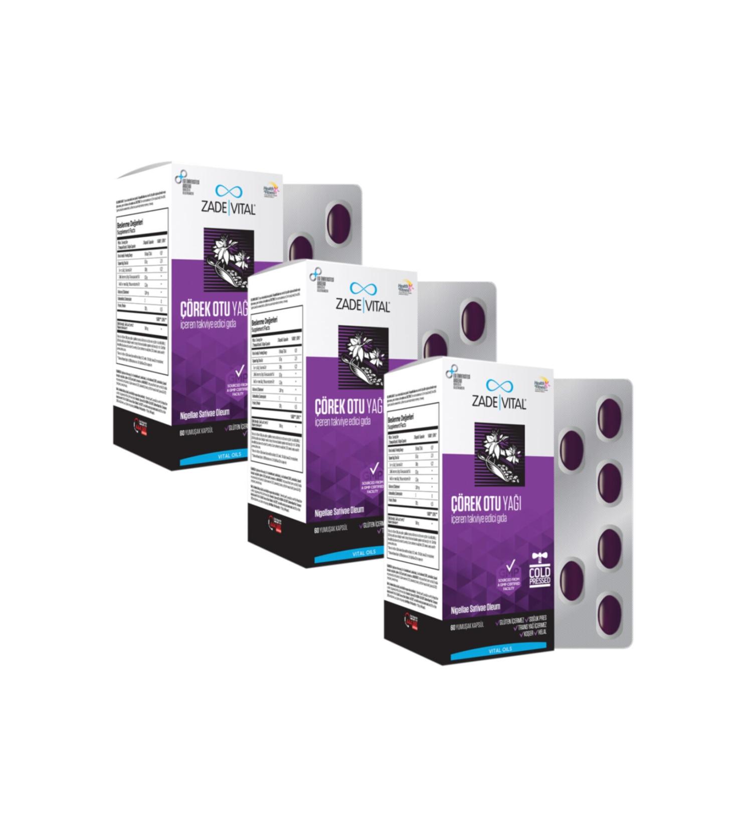 Zade Vital Black Cumin Oil Nigella Sativa (3 Boxes) 180 Capsules