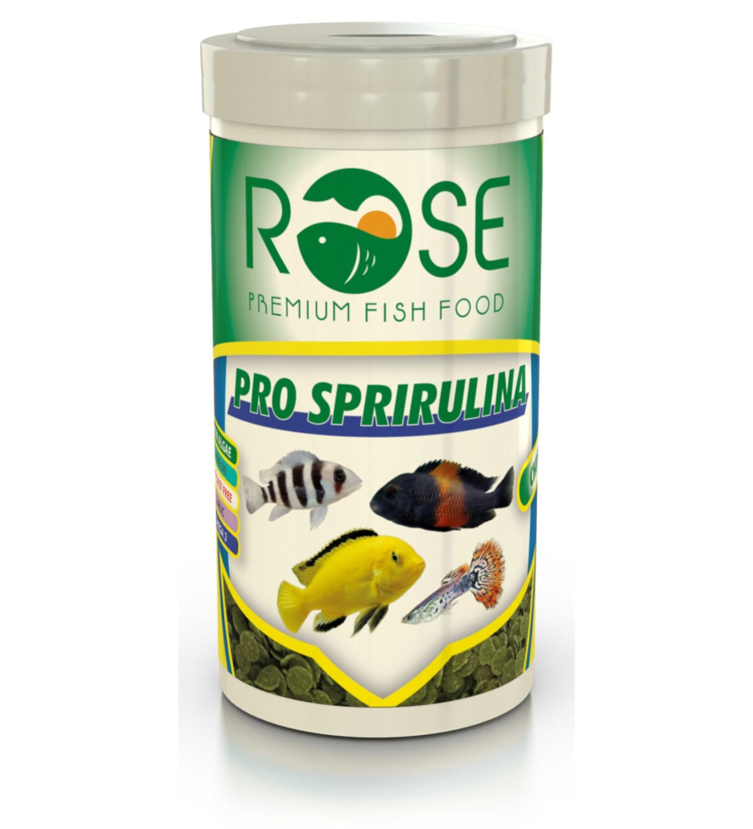 Rose Pro Spirulina Chips Tropical Tropheus Fish Food 250 ml