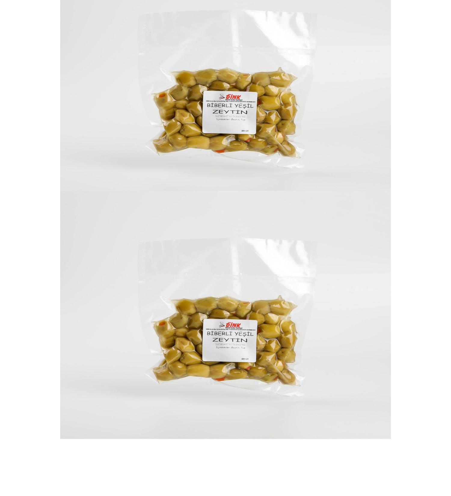 DINK GIDA Green Olives with Pepper 500g. 2 Packs