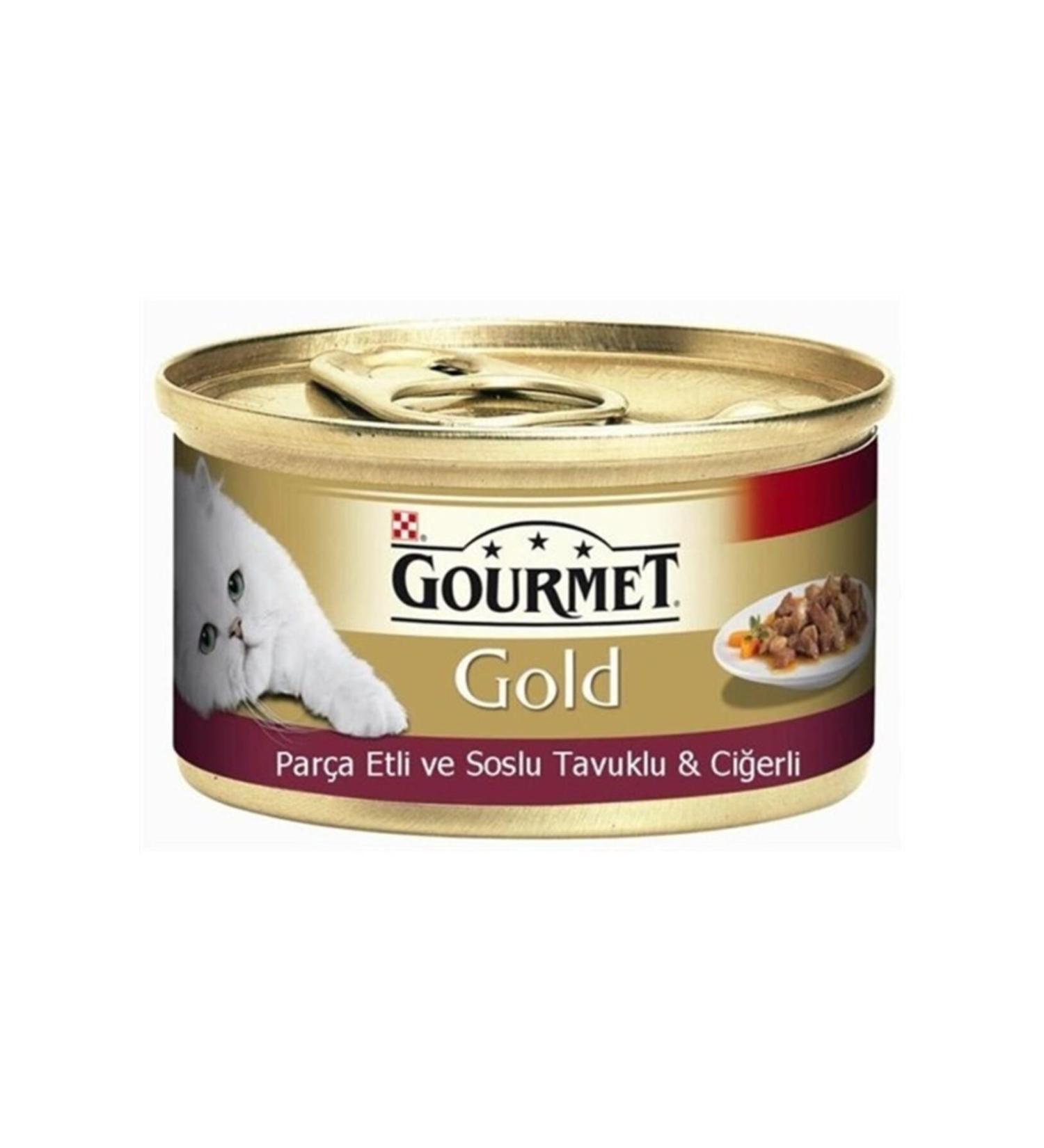 Gourmet Gold Piece Meat Sauce Chicken Liver Cat Canned Food 85 gr x 24 Pieces
