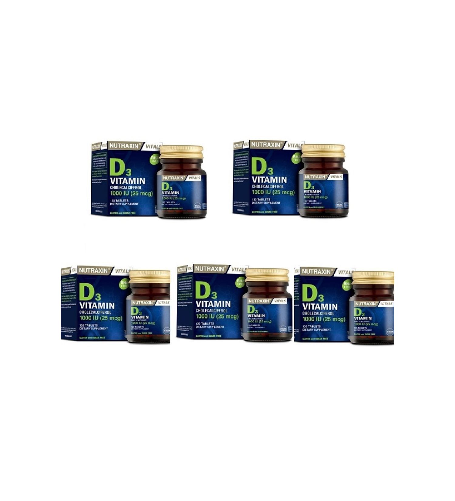 Nutraxin Bones Kouryan Vitamin D3 120 Tablets*5