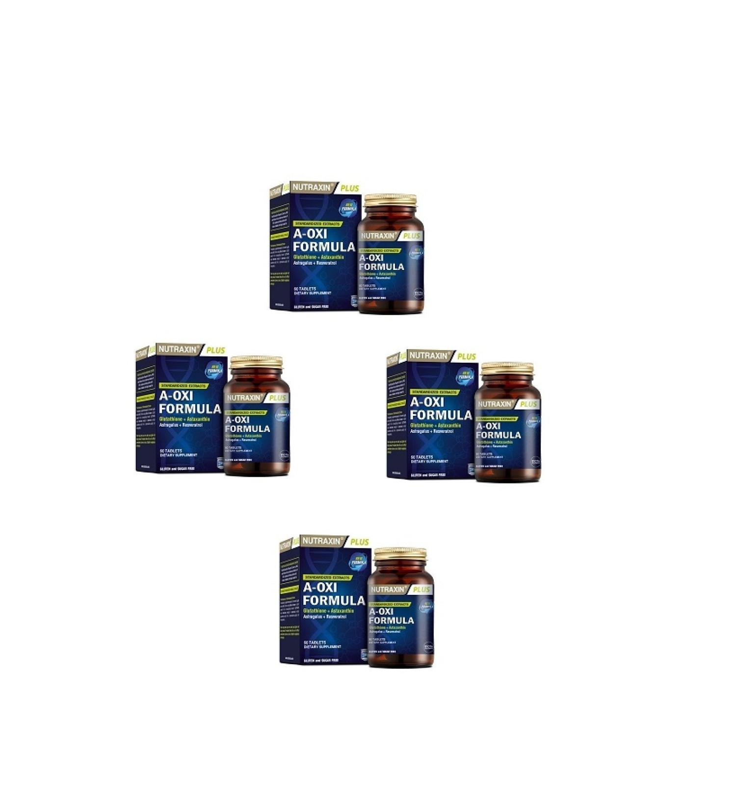 Nutraxin Vitamin and Mineral Plant Extract Containing A-oxi Formula 60 Tablets*4 Pieces