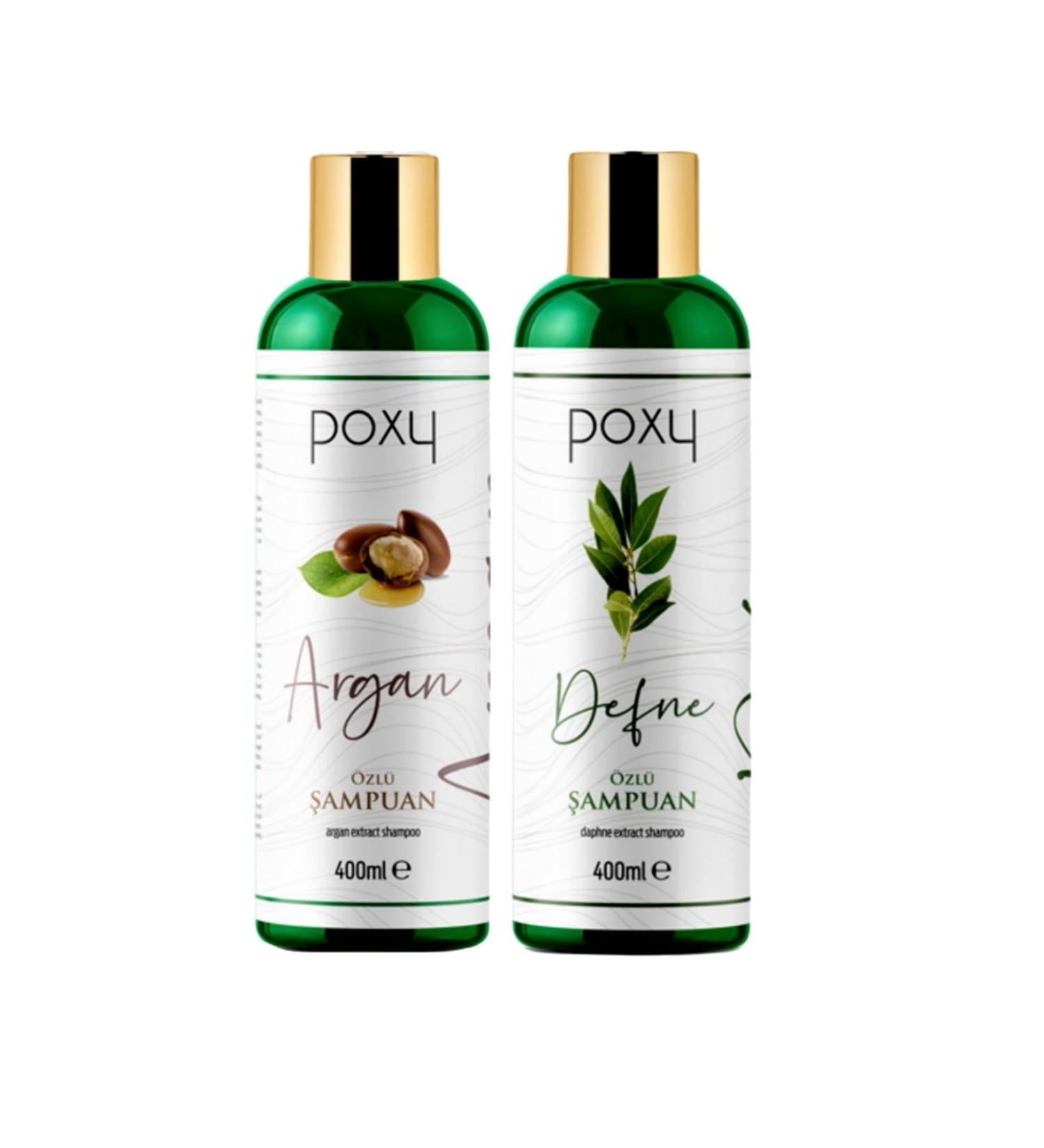 Poxy Laurel Essence Shampoo 400 ml & Argan Essence Shampoo for All Hair Types 400 ml