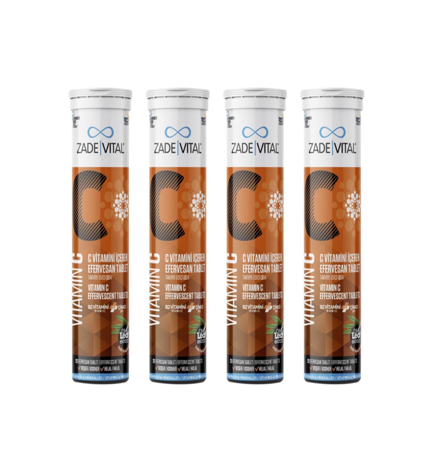 Zade Vital Vitamin C (4 BOXES) 80 Tablets (COMBINED WITH ZINC VITAMIN B2 AND OLIVE LEAF EXTRACT)