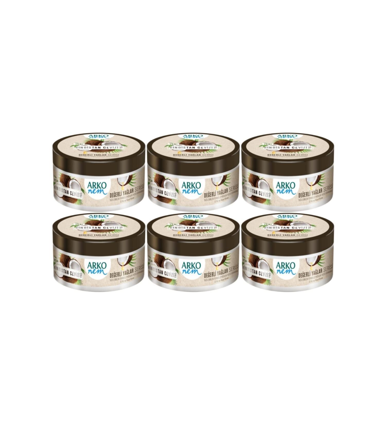 Arko Nem Precious Oils Coconut Oil Cream 250 Ml 6 Pieces