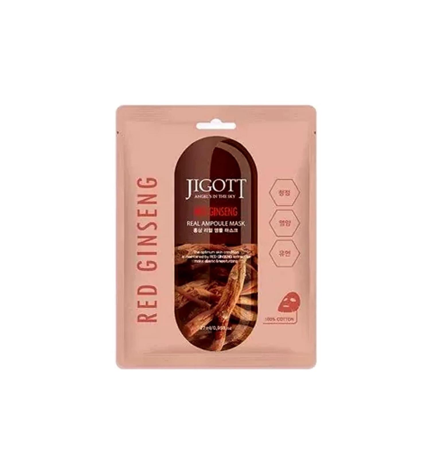 Jigott Red Ginseng Pore Tightening Moisturizing and Repairing Real Ampoule Mask - Buy Online on GoSupps.com