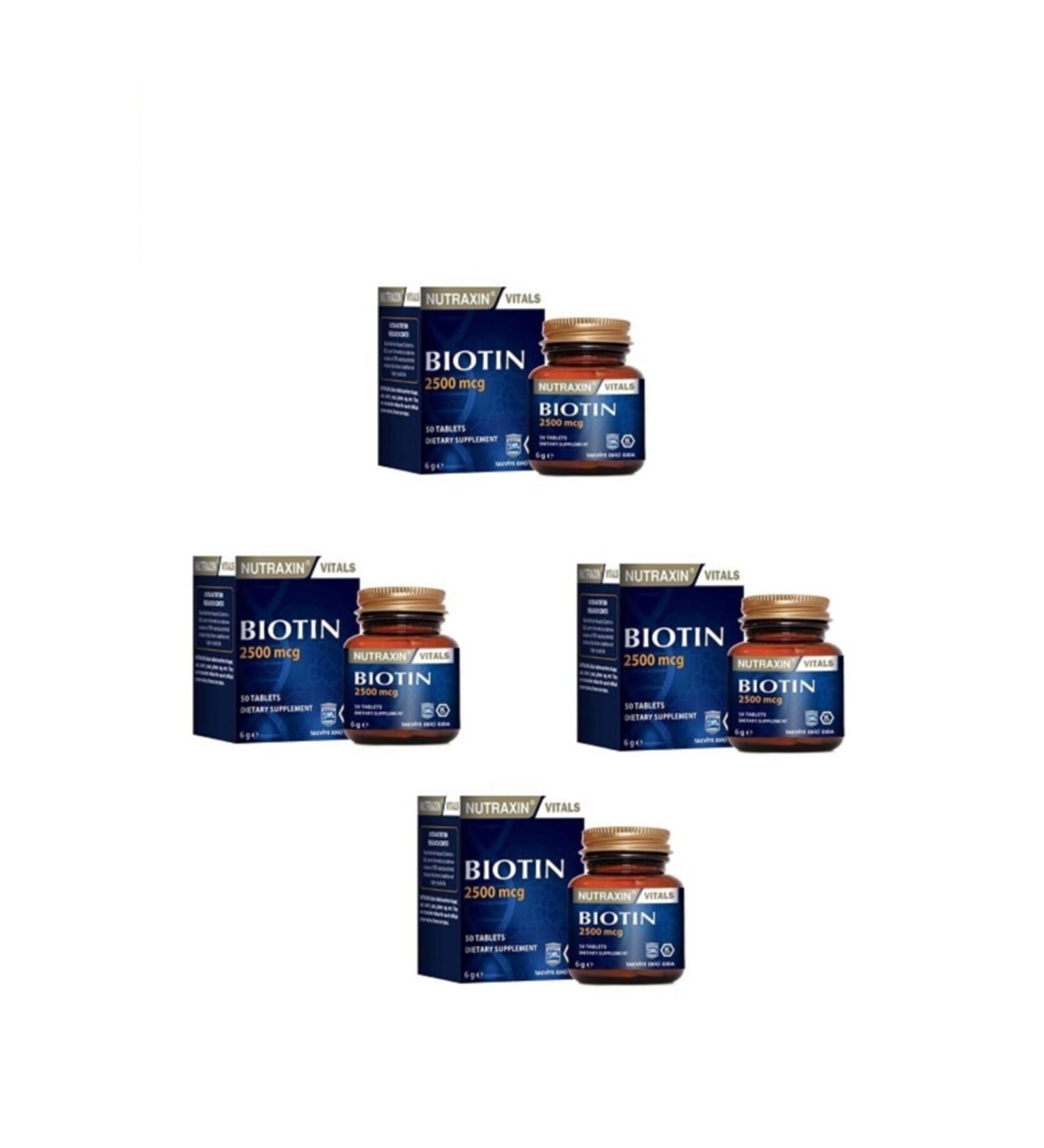 Nutraxin Biotin 2500 Mcg 30 Tablets 4 Pieces