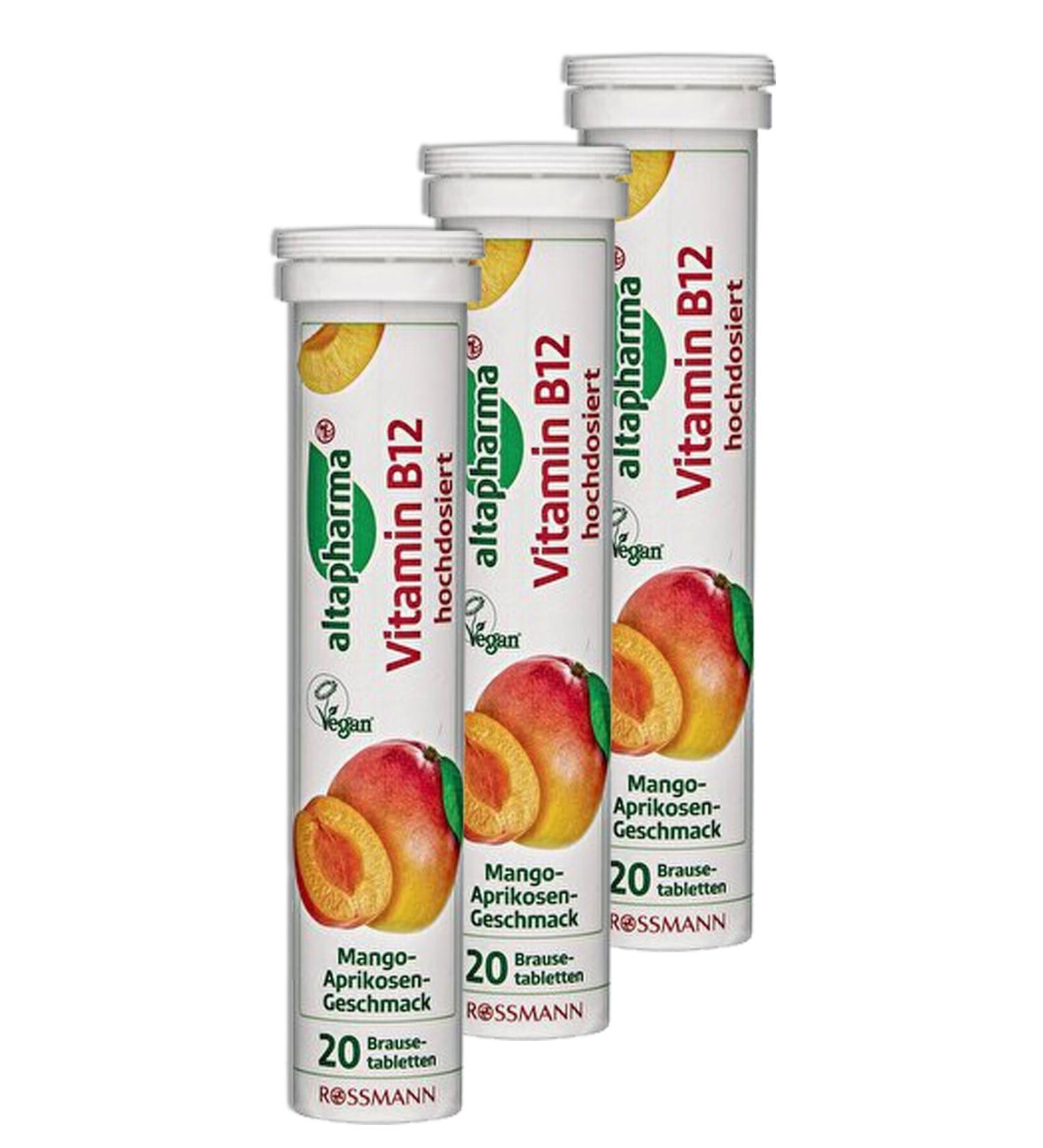 Altapharma Water Soluble Tablets 20 Mango Apricot Flavored B12 Vitamin 3 Pieces