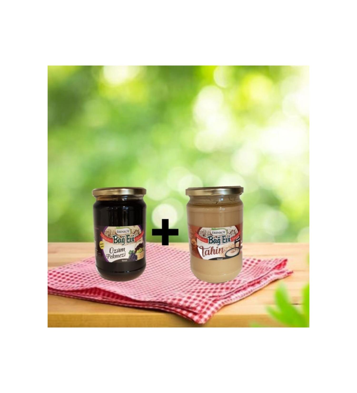 Erenk y Ba Evi Tahini-Molasses Package from Nature to Your Table (Natural Genuine Grape Molasses and Local Sesame Tahini)