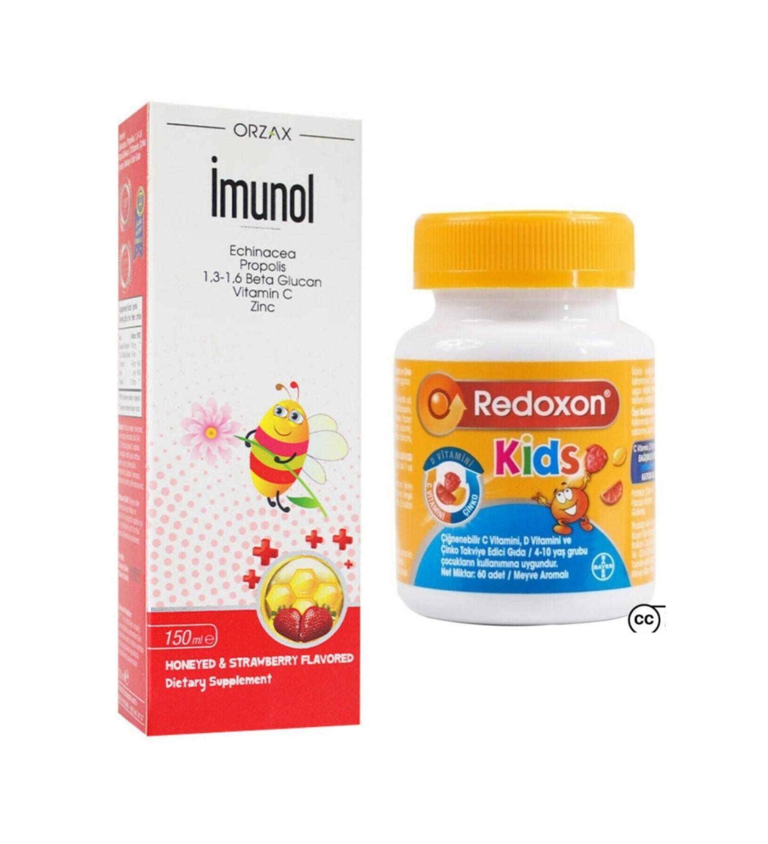 IMUNOL Imunol Syrup 150 Ml And Redoxon Kids 60 Chewable Tablets
